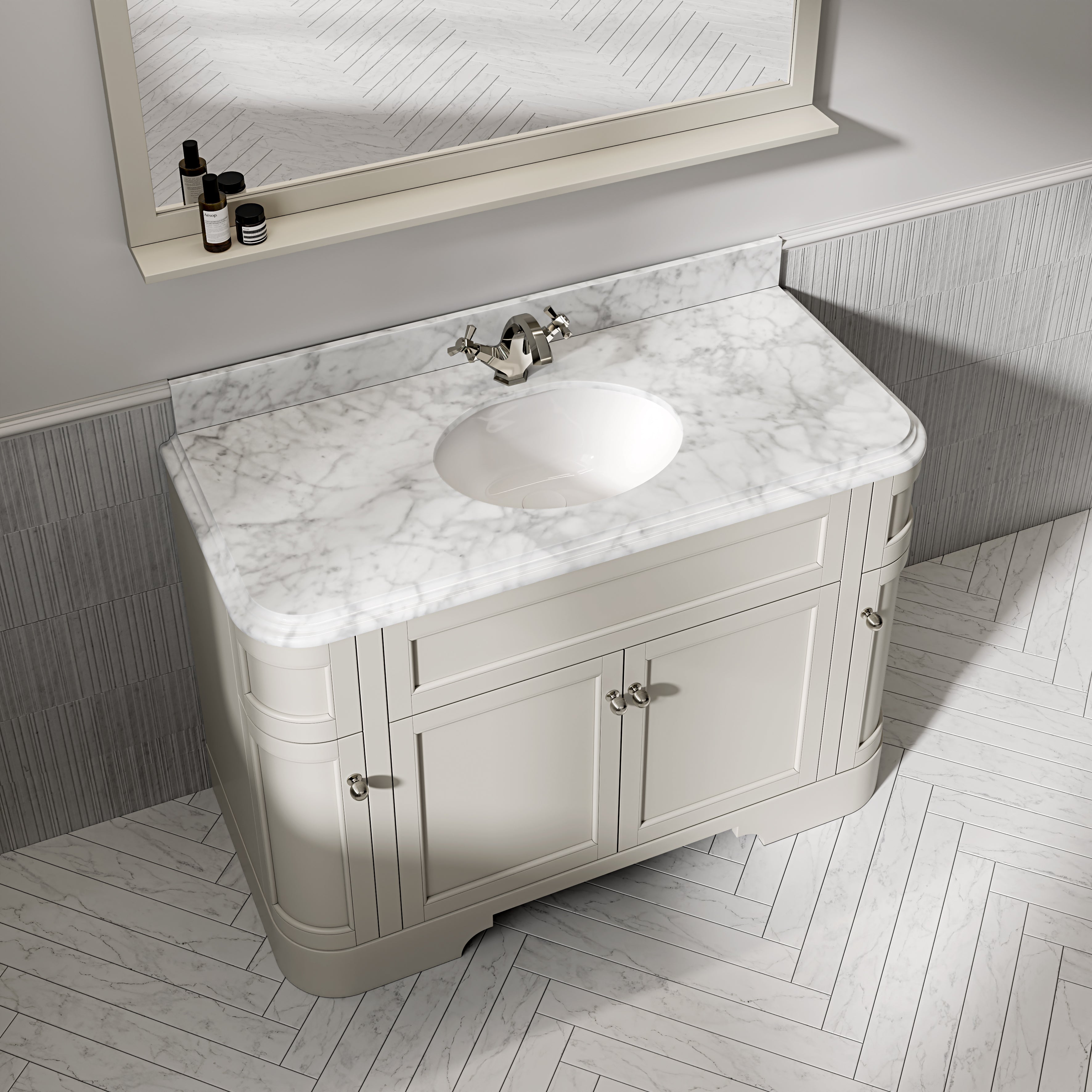 Cobham Carrara Marble Floorstanding Vanity Unit (Matte Stone) 1200mm