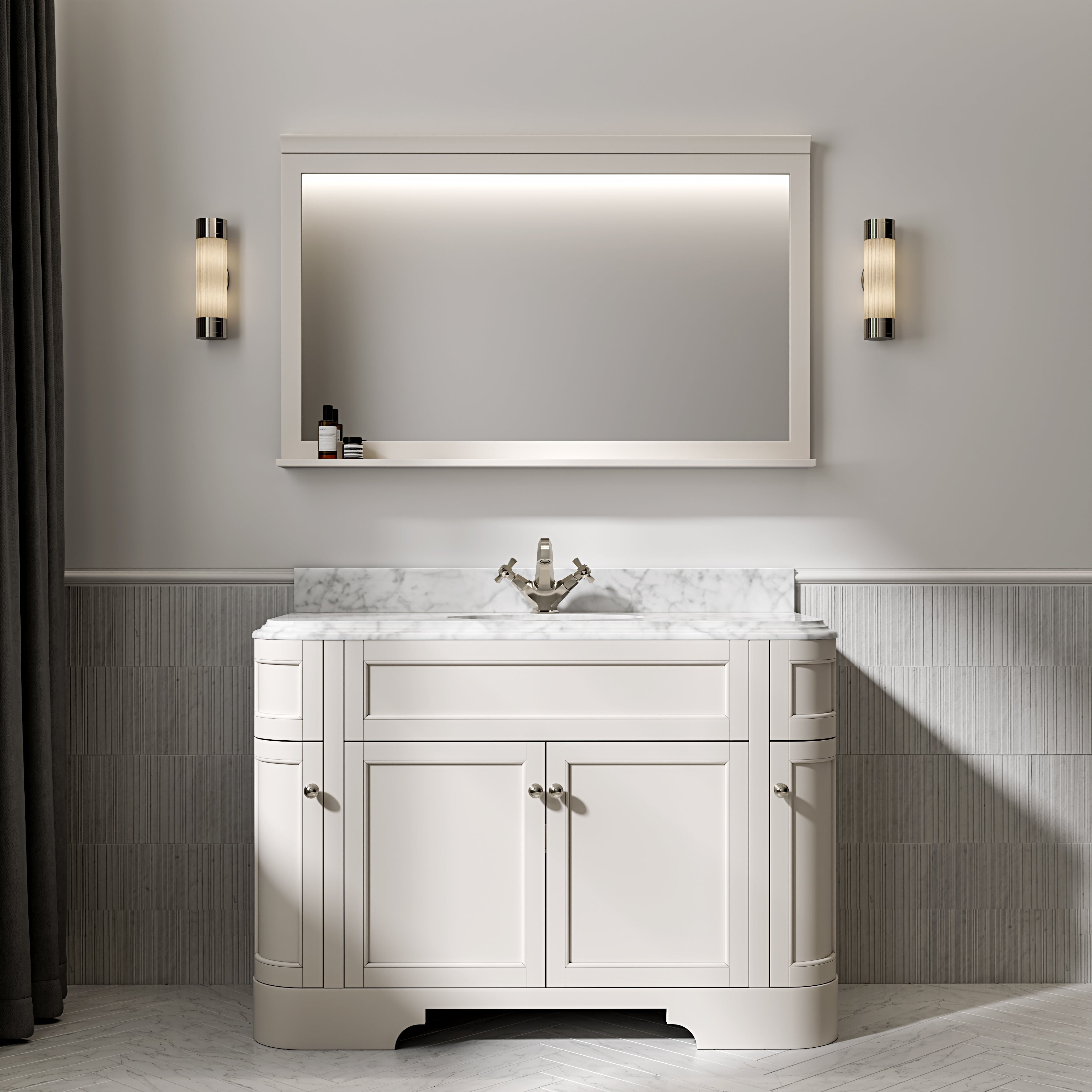 Cobham Carrara Marble Floorstanding Vanity Unit (Matte Cream) 1200mm