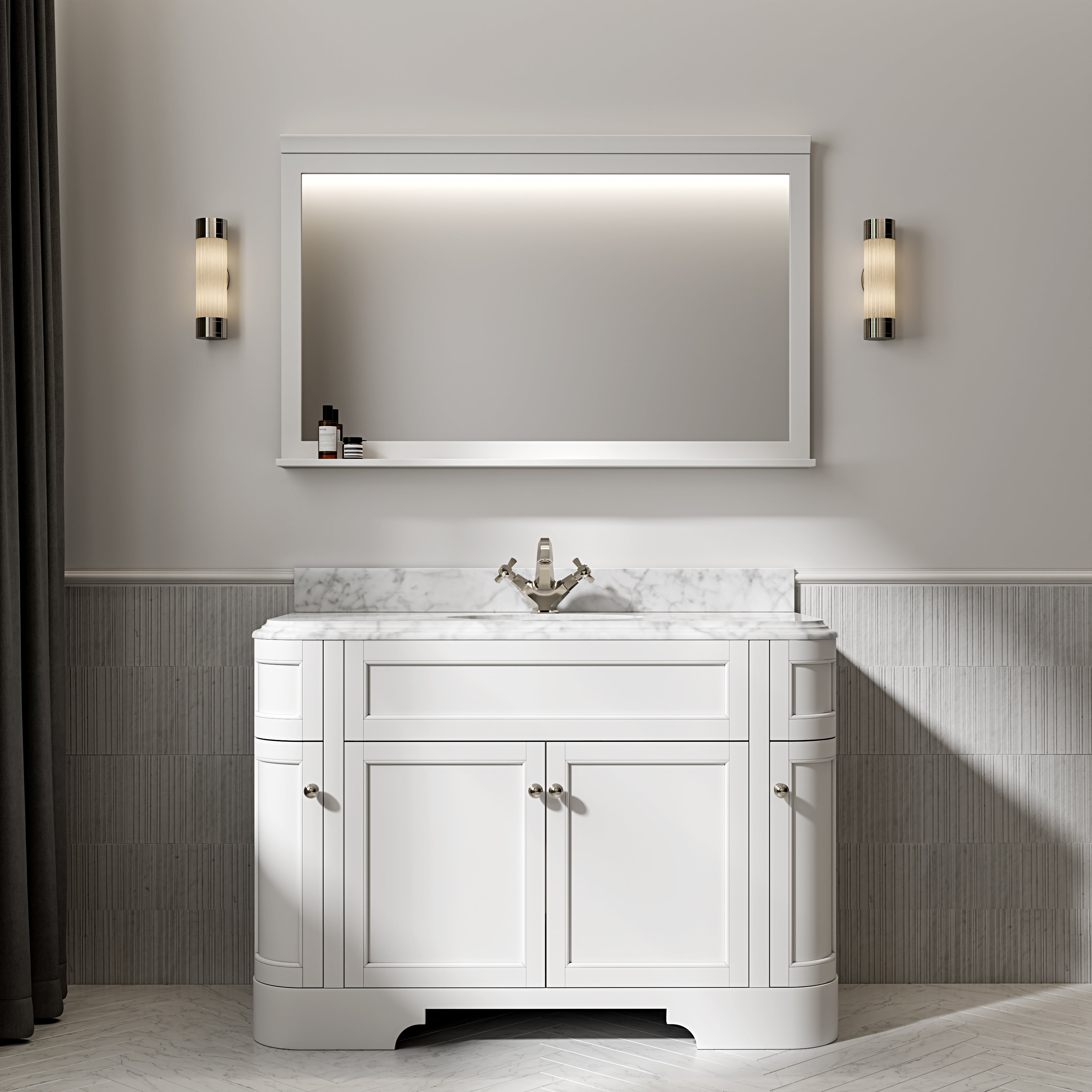 Cobham Carrara Marble Floorstanding Vanity Unit (Matte White) 1200mm
