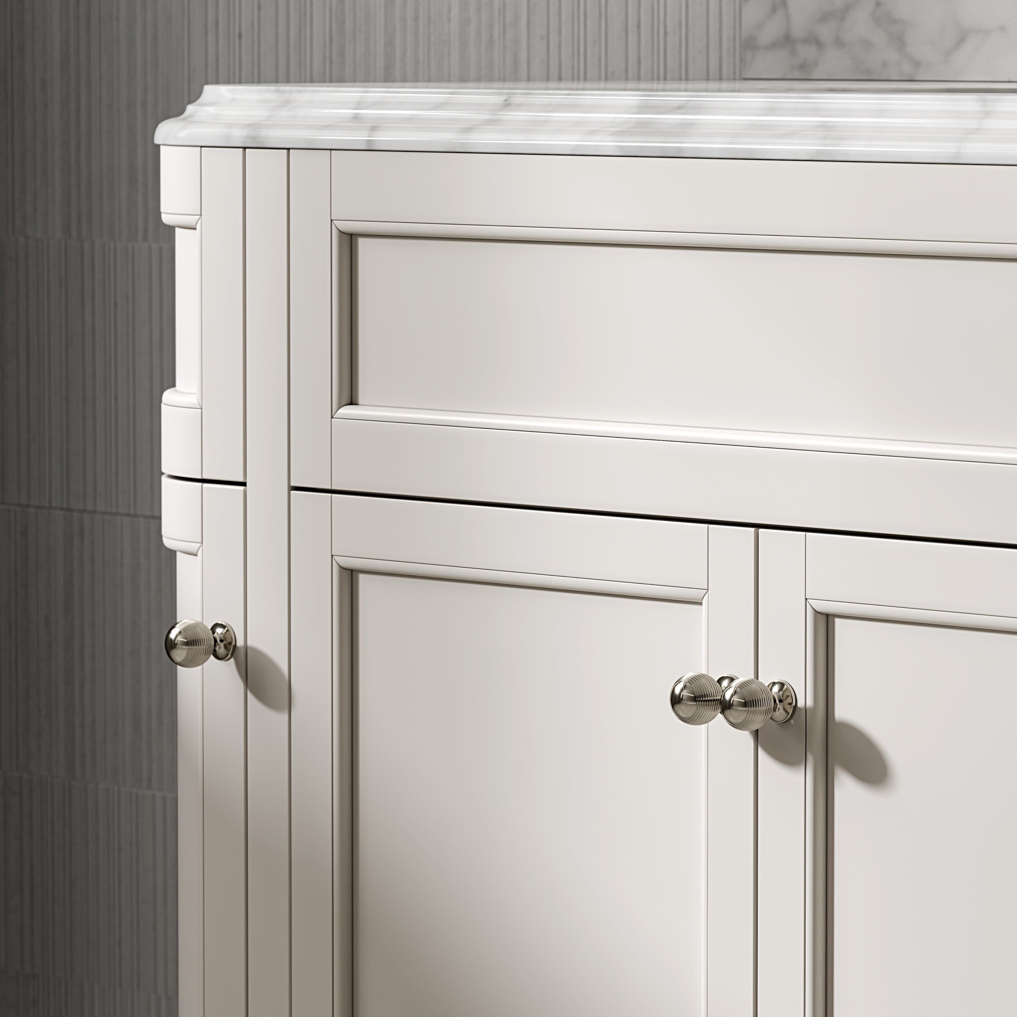 Cobham Carrara Marble Floorstanding Vanity Unit (Matte Cream) 1400mm