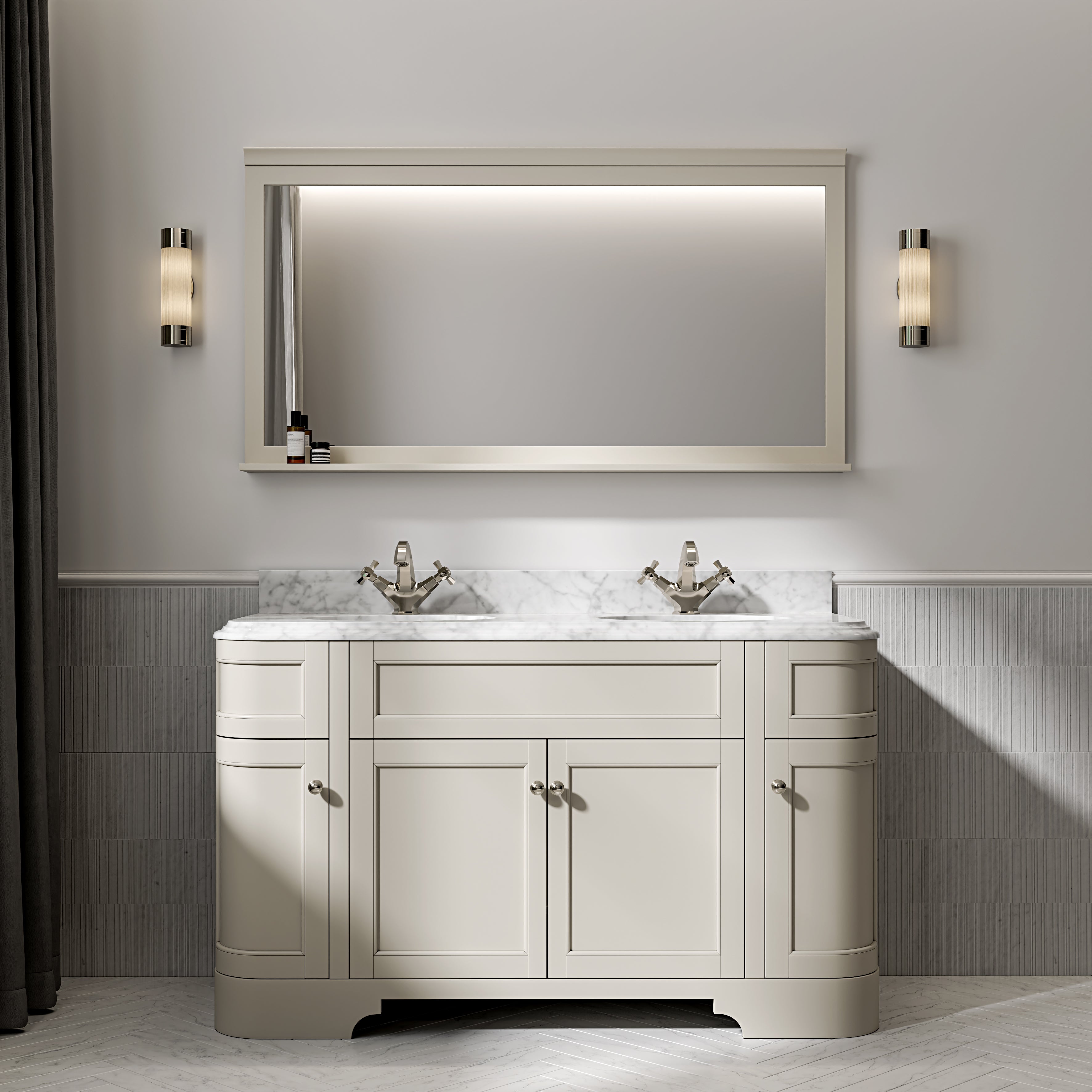 Cobham Carrara Marble Floorstanding Vanity Unit (Matte Stone) 1400mm