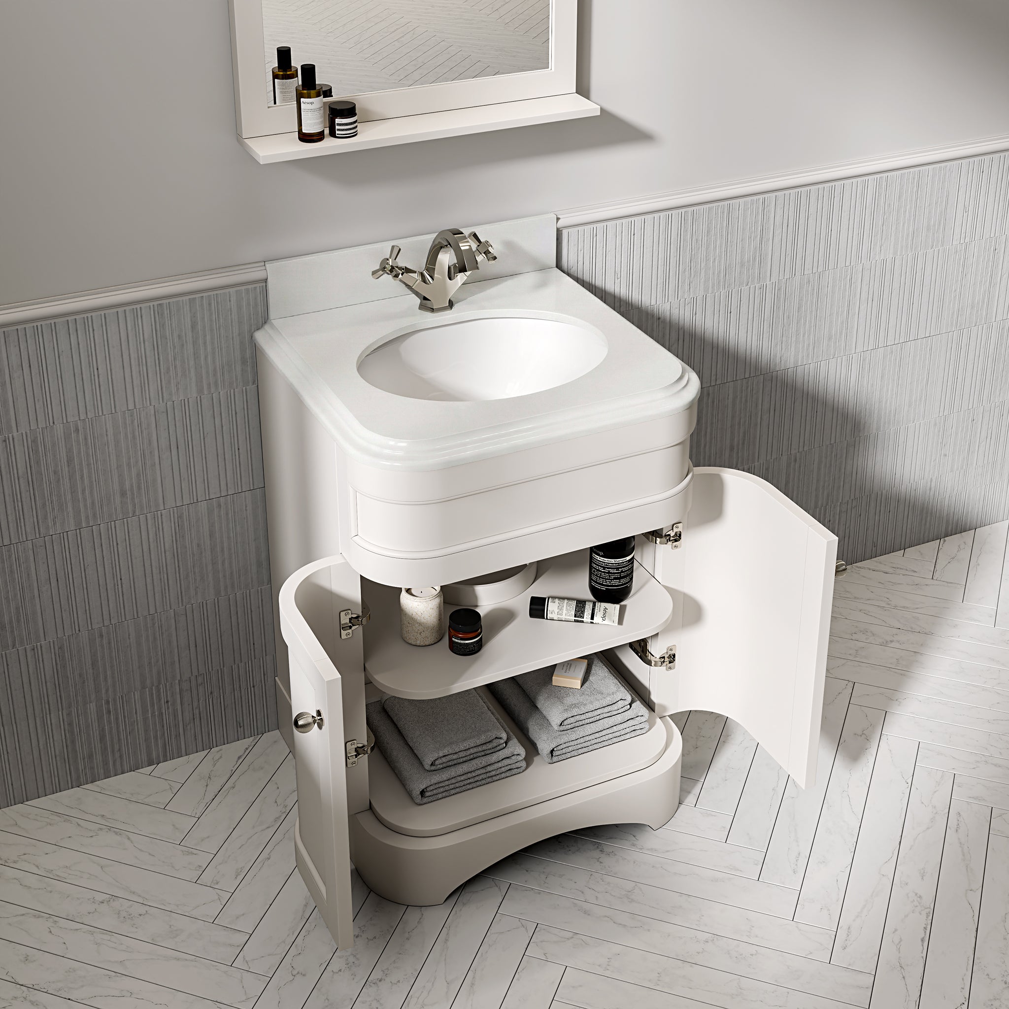 Cobham Quartz Floorstanding Vanity Unit (Matte Cream) 600mm