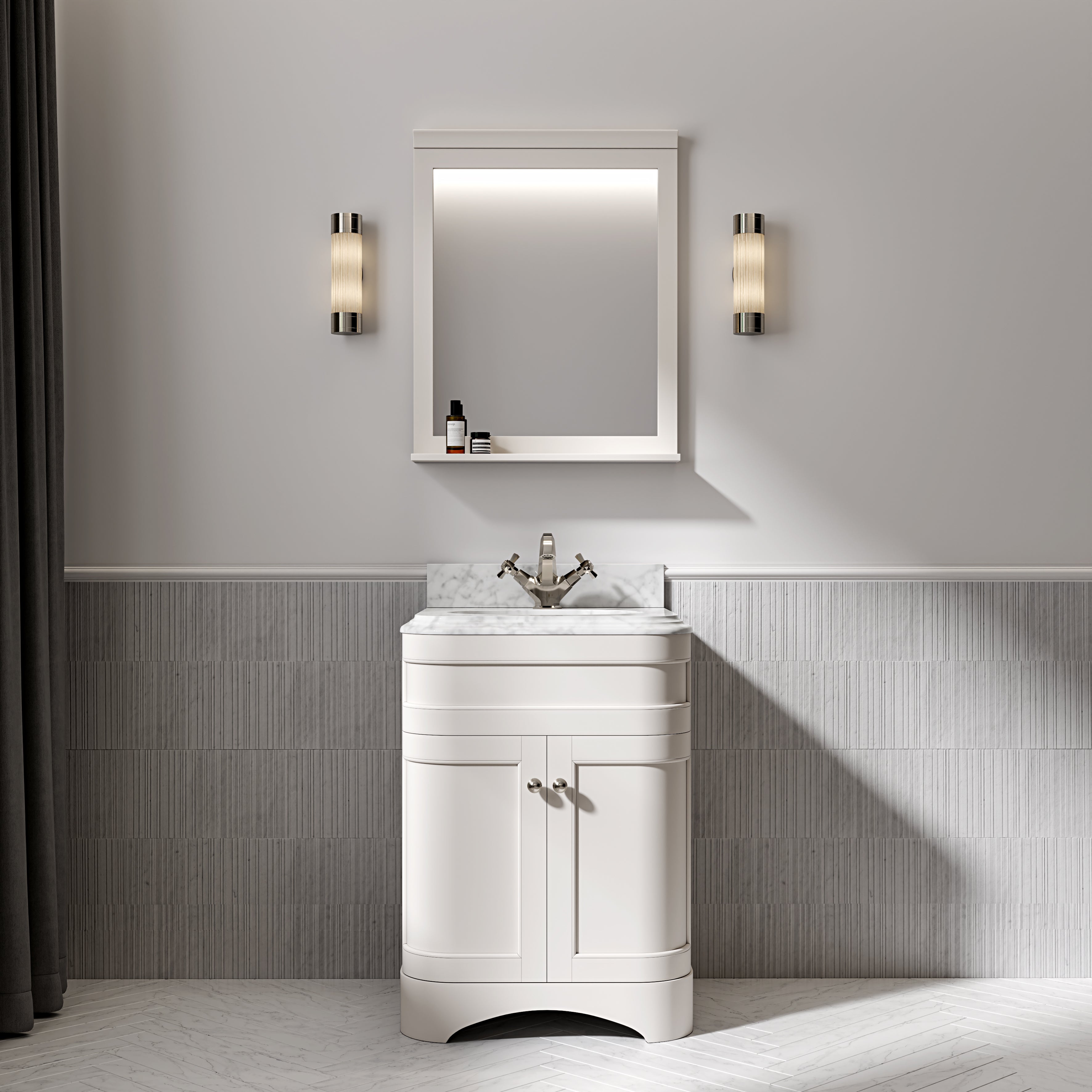 Cobham Carrara Marble Floorstanding Vanity Unit (Matte Cream) 600mm