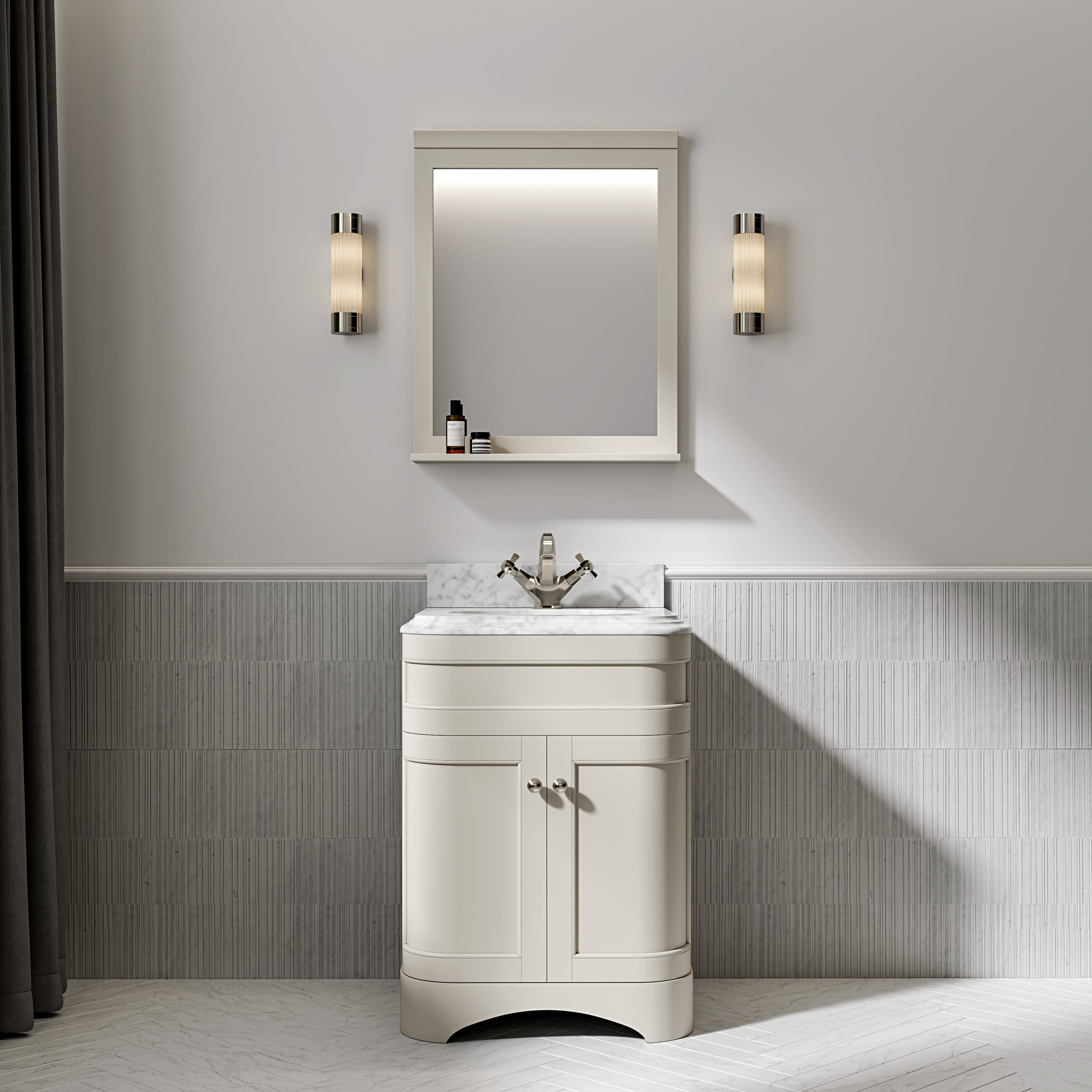 Cobham Carrara Marble Floorstanding Vanity Unit (Matte Stone) 600mm