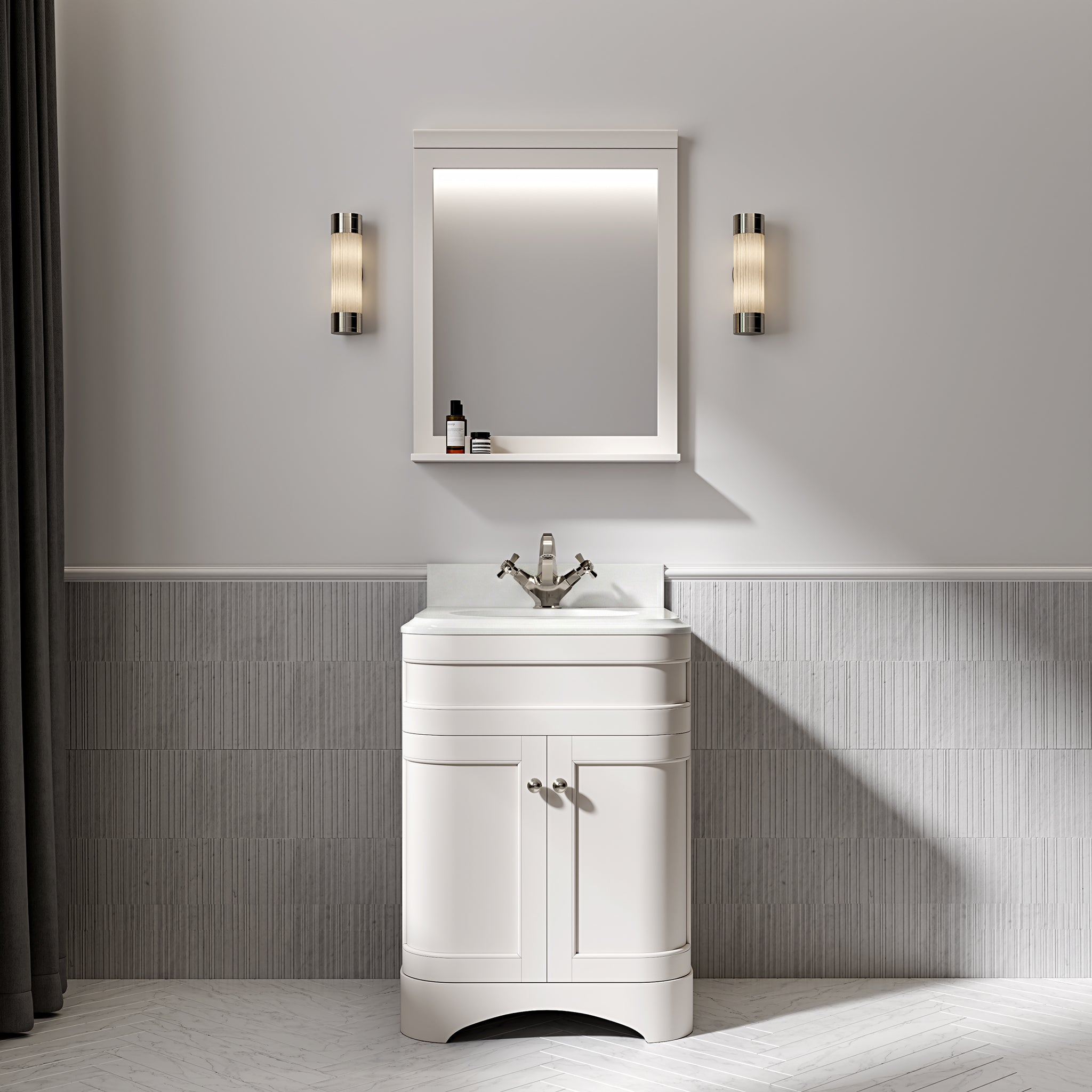 Cobham Quartz Floorstanding Vanity Unit (Matte Cream) 600mm