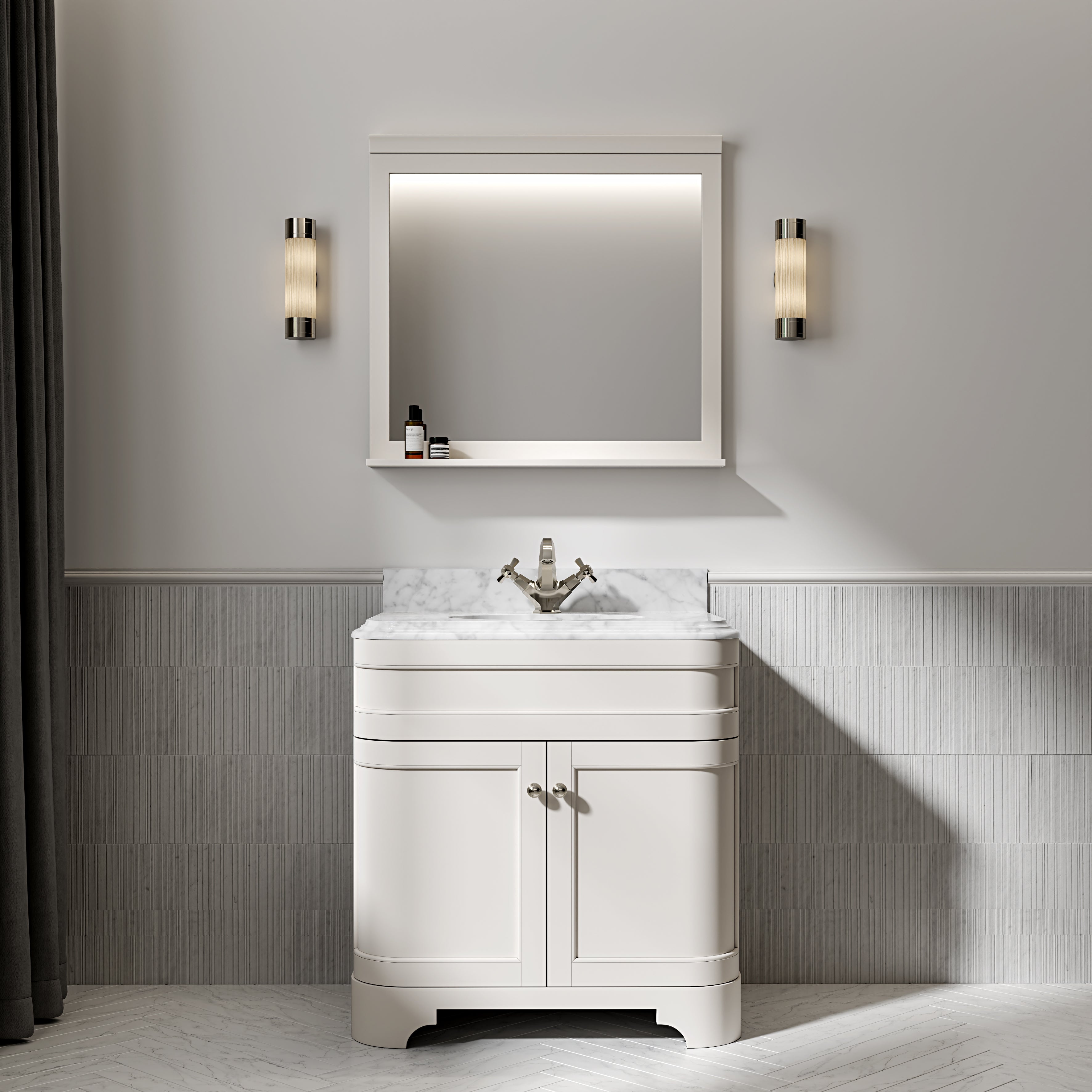Cobham Carrara Marble Floorstanding Vanity Unit (Matte Cream) 800mm