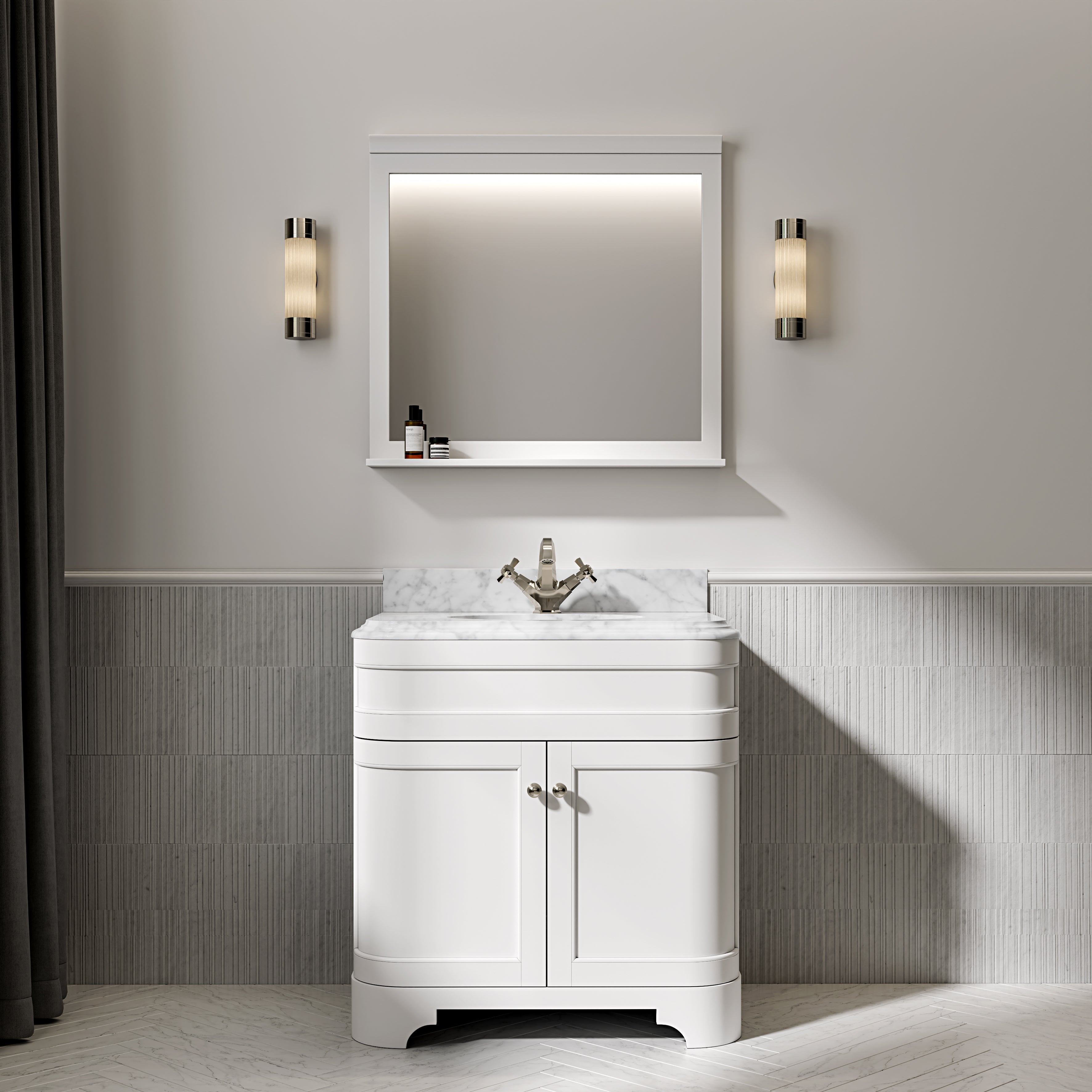 Cobham Carrara Marble Floorstanding Vanity Unit (Matte White) 800mm
