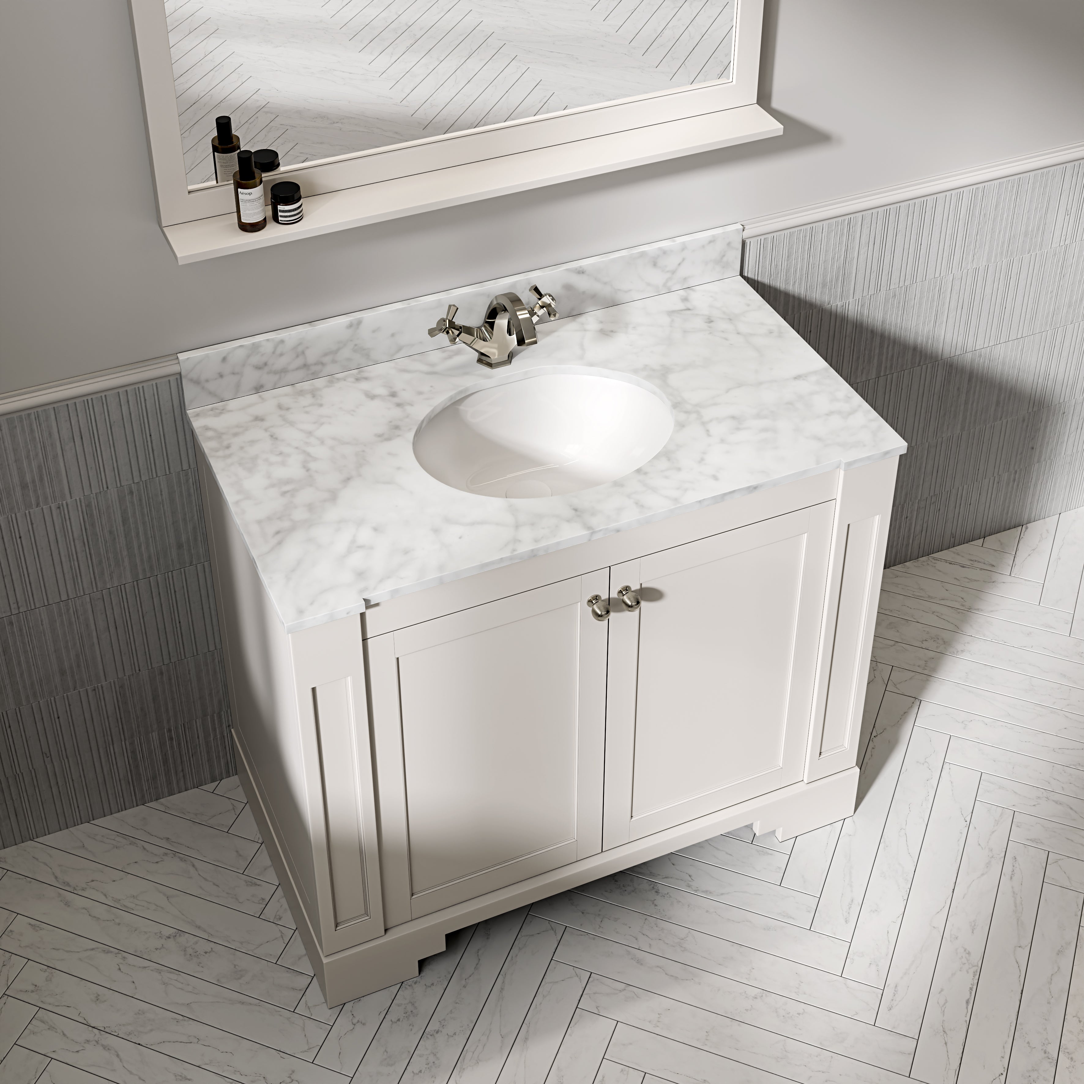 Wentworth Carrara Marble Floorstanding Vanity Unit (Matte Cream) 1000mm