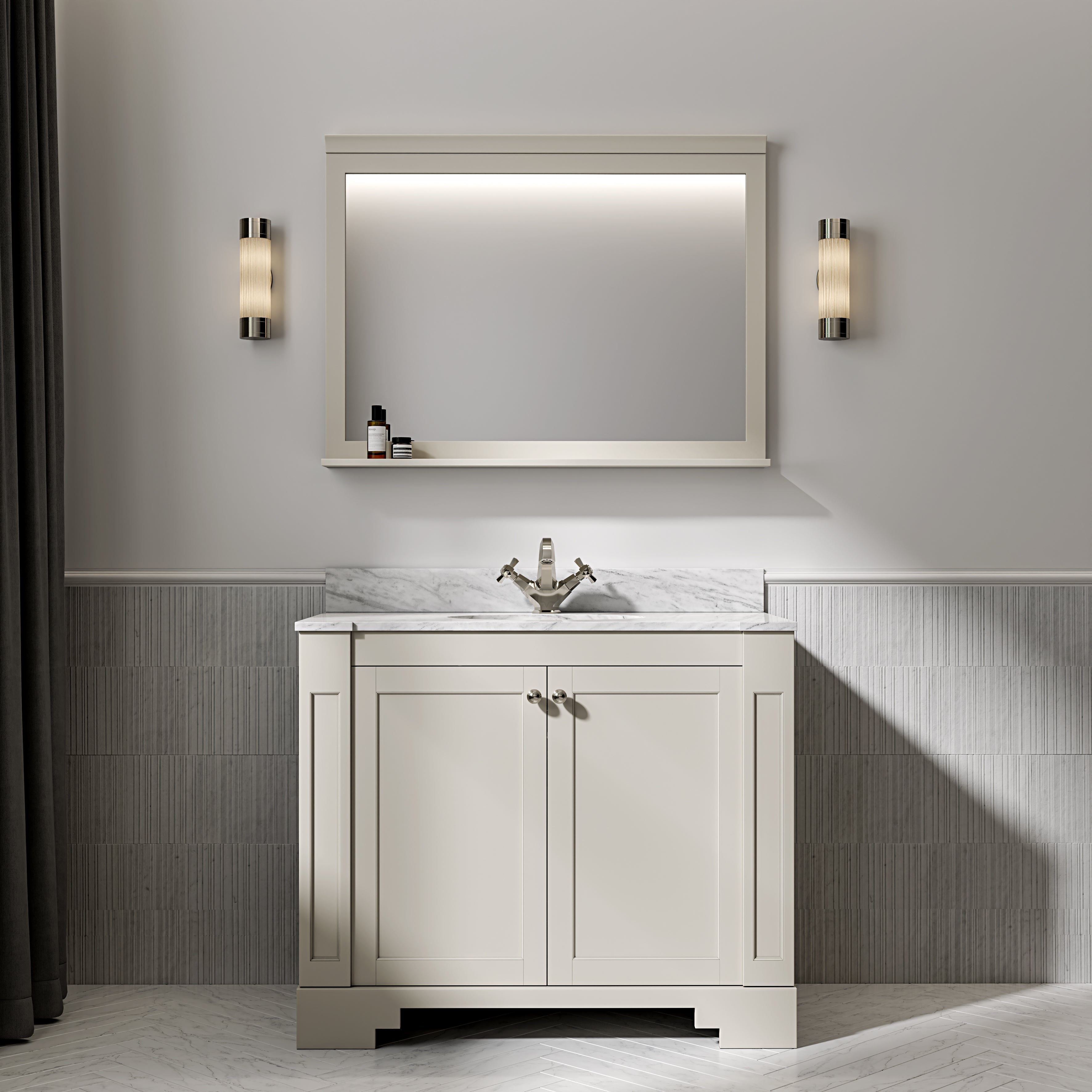 Wentworth Carrara Marble Floorstanding Vanity Unit (Matte Stone) 1000mm
