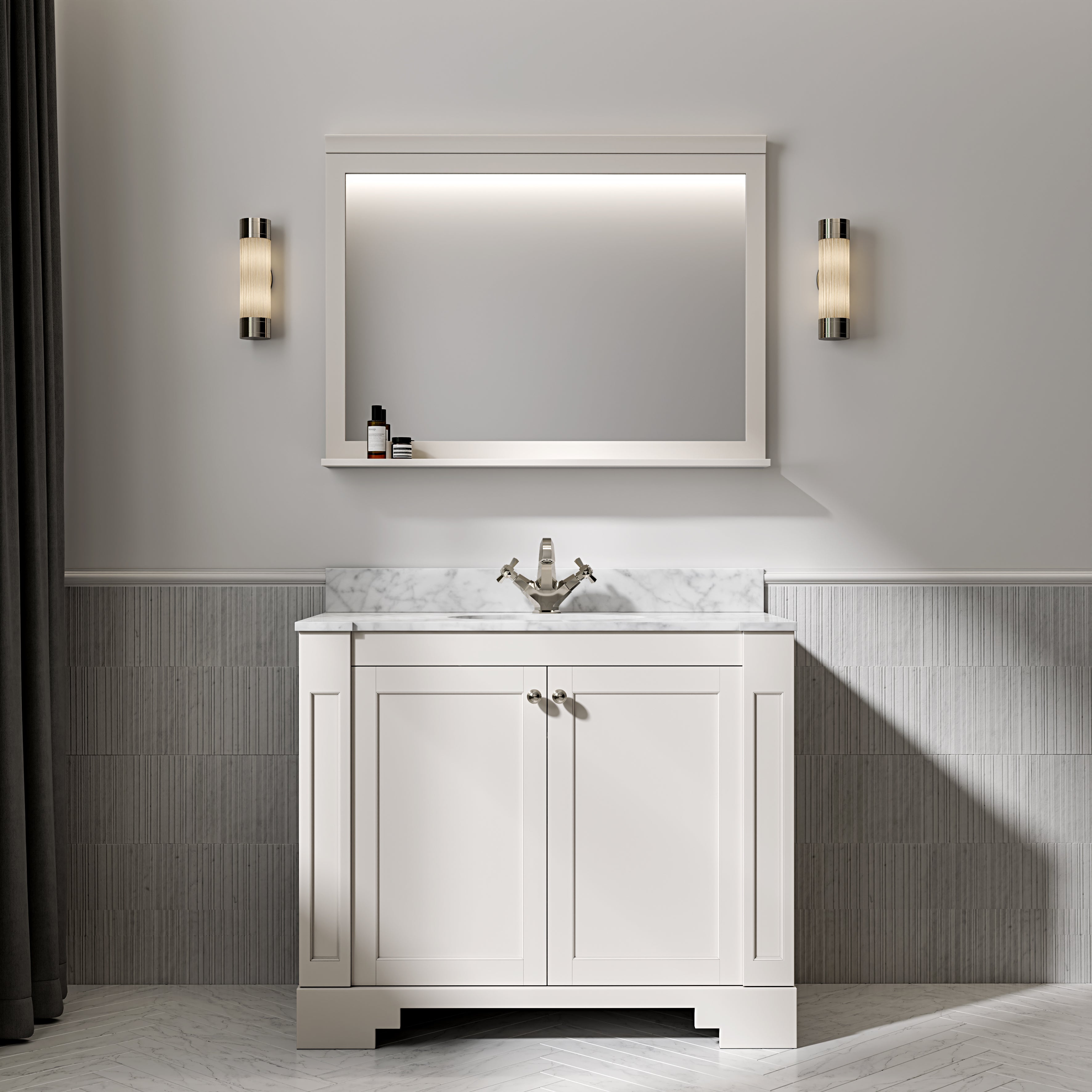 Wentworth Carrara Marble Floorstanding Vanity Unit (Matte Cream) 1000mm