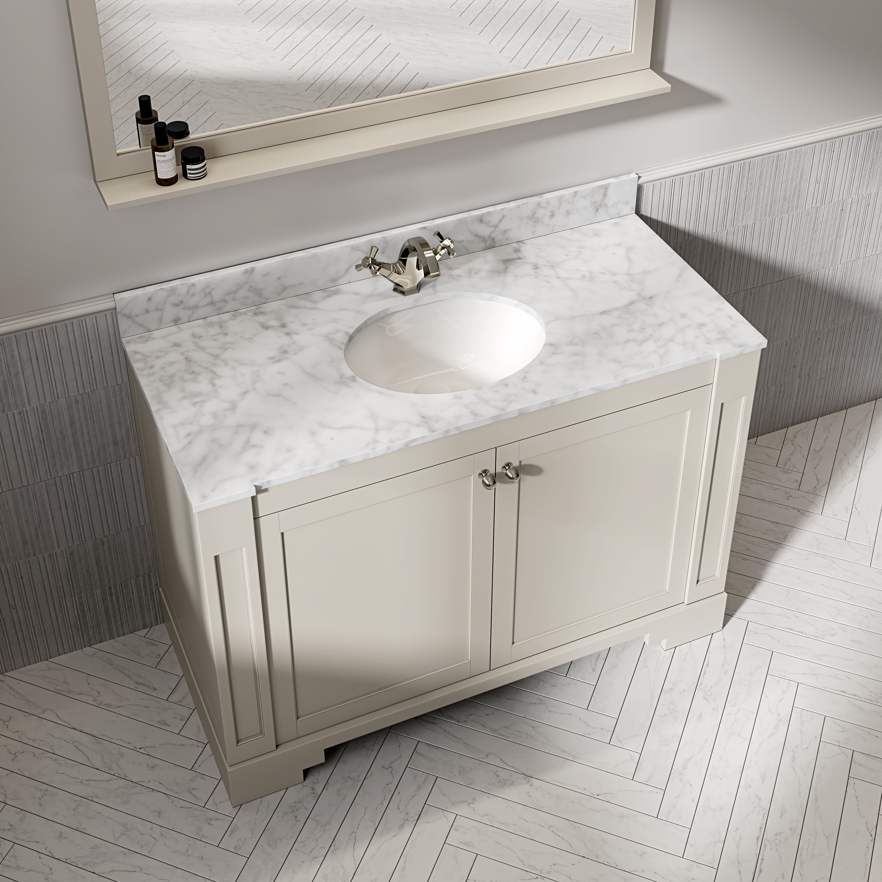 Wentworth Carrara Marble Floorstanding Vanity Unit (Matte Stone) 1200mm