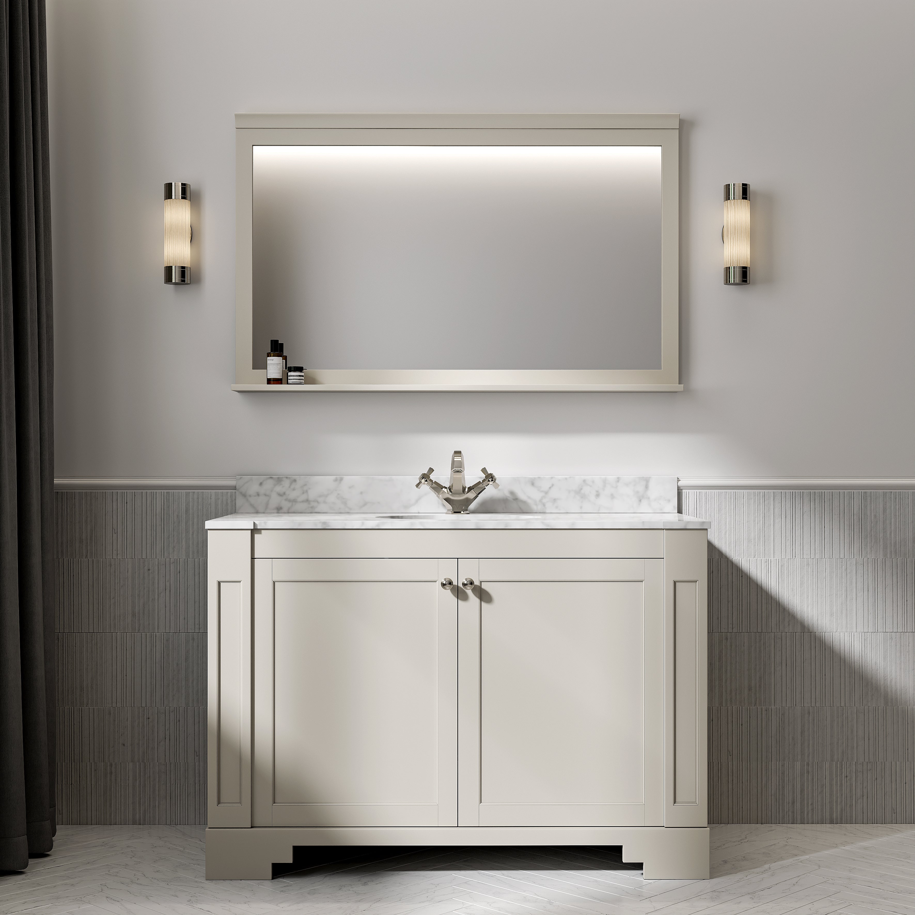 Wentworth Carrara Marble Floorstanding Vanity Unit (Matte Stone) 1200mm