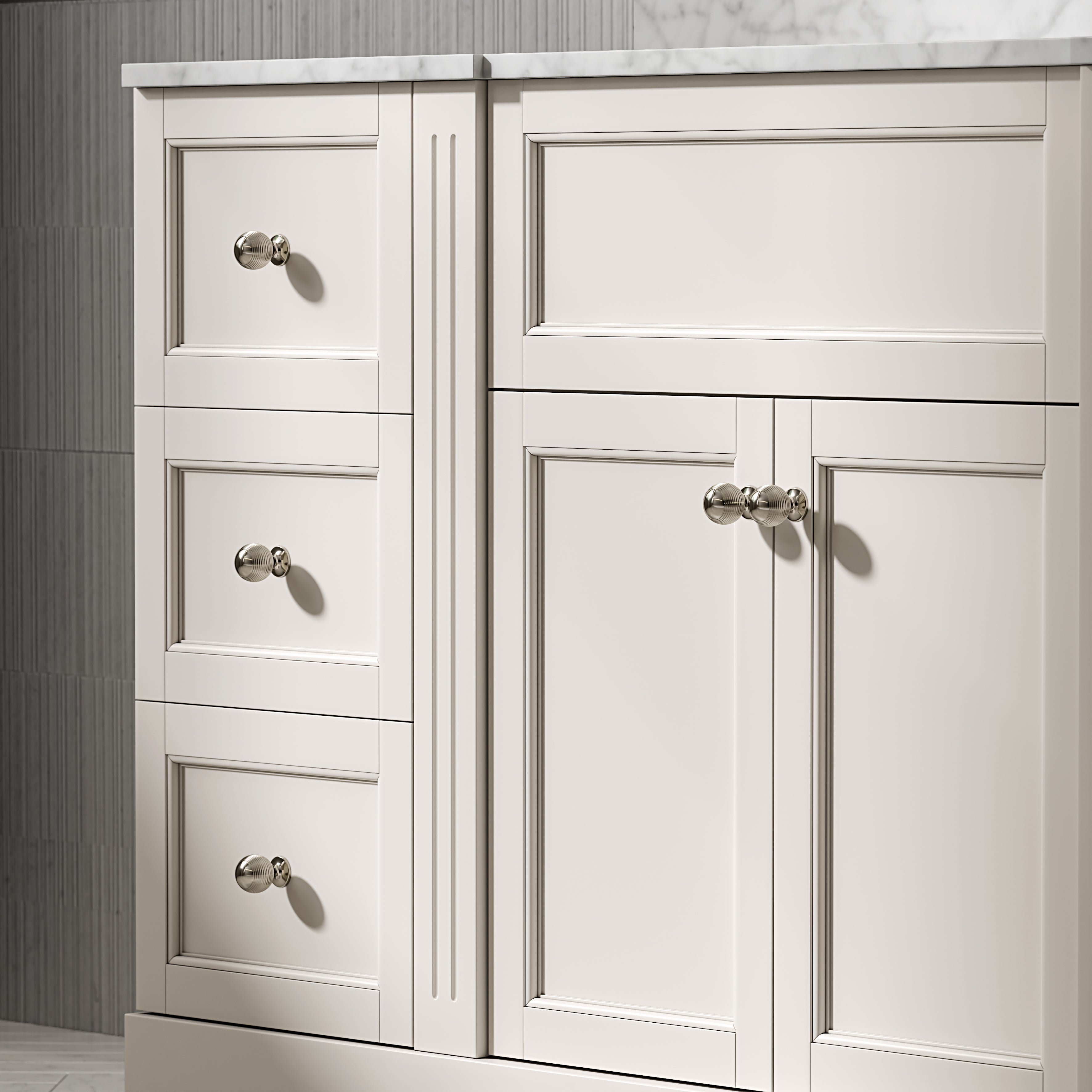 Wentworth Carrara Marble Floorstanding Vanity Unit (Matte Cream) 1400mm