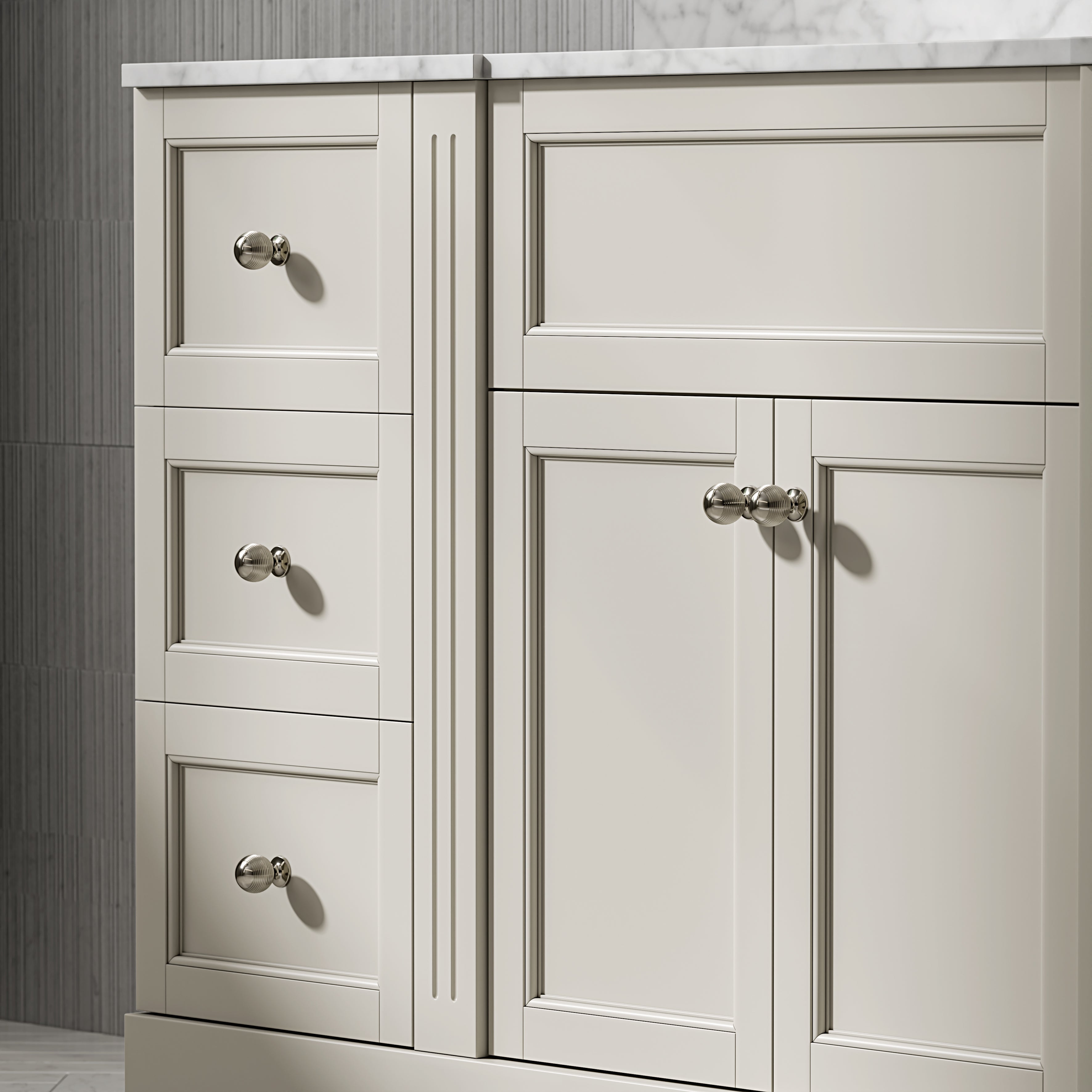 Wentworth Carrara Marble Floorstanding Vanity Unit (Matte Stone) 1400mm
