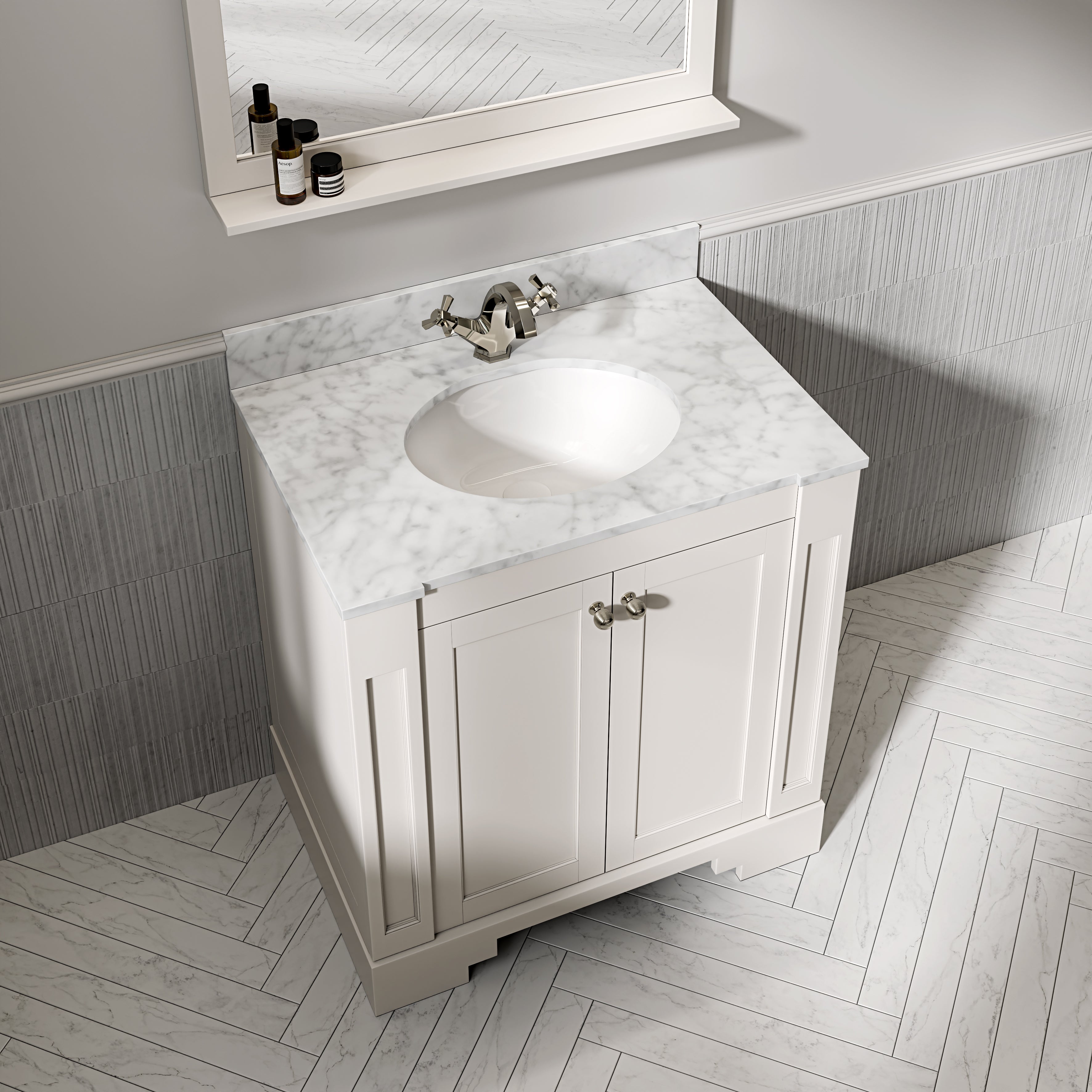 Wentworth Carrara Marble Floorstanding Vanity Unit (Matte Cream) 800mm