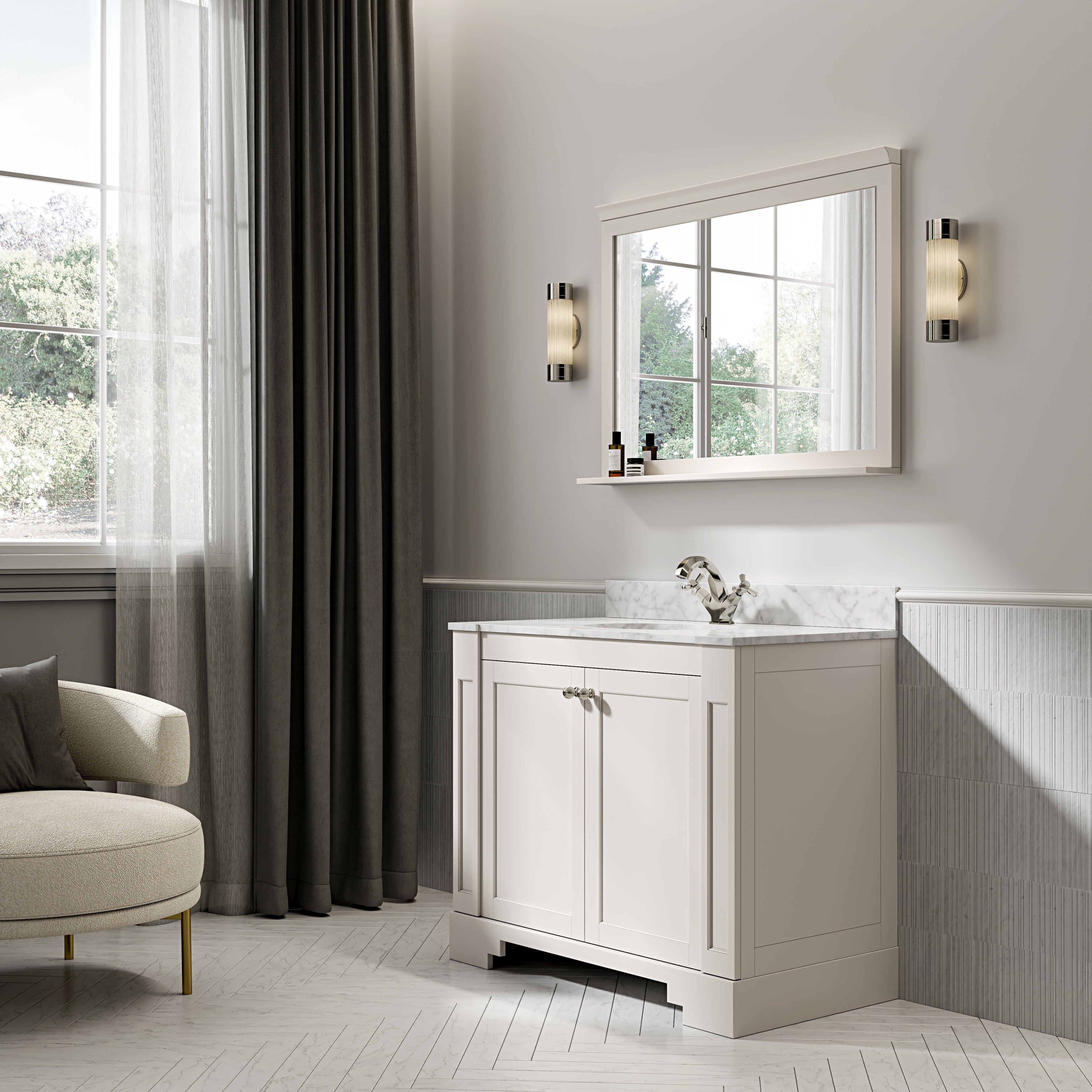 Wentworth Carrara Marble Floorstanding Vanity Unit (Matte Cream) 1000mm