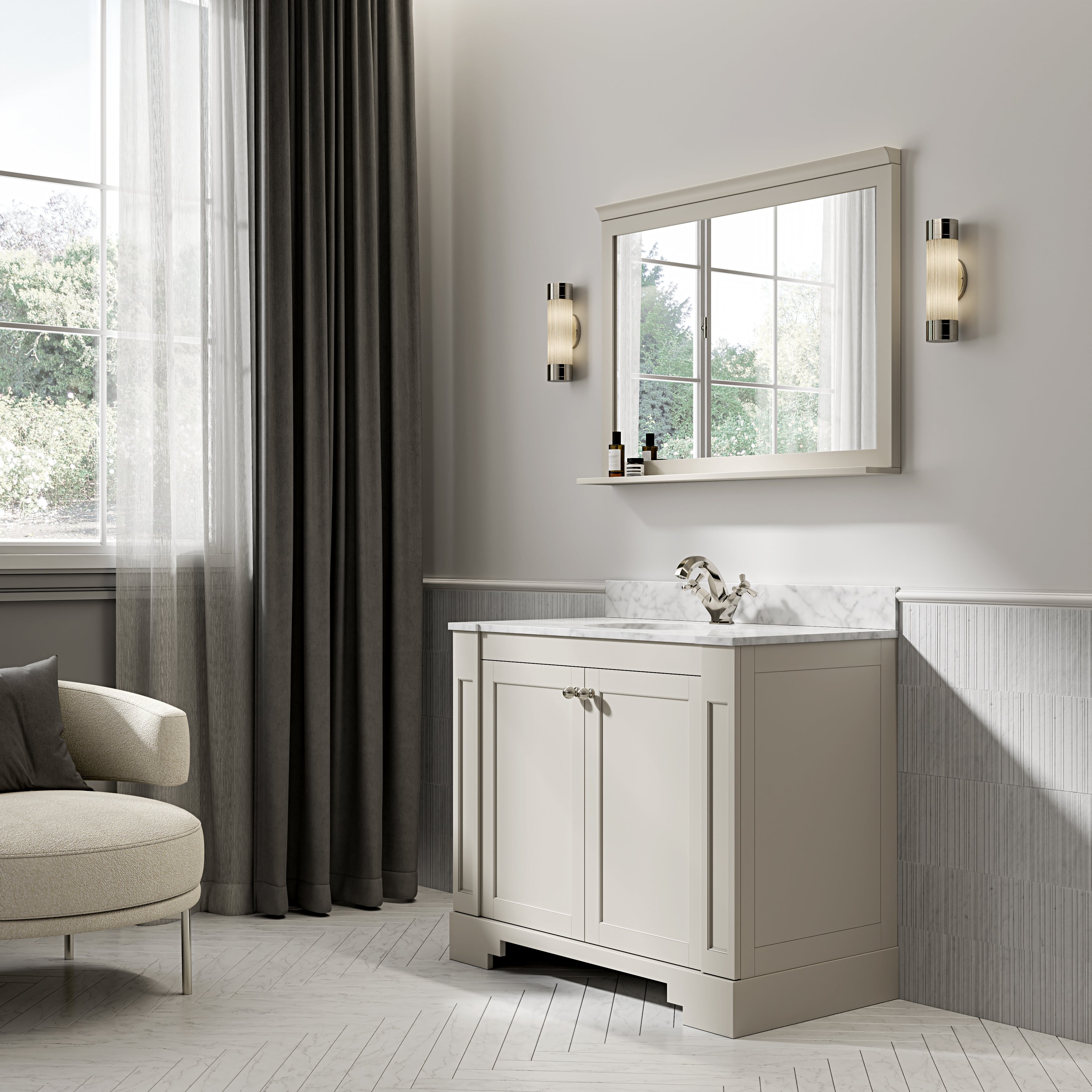 Wentworth Carrara Marble Floorstanding Vanity Unit (Matte Stone) 1000mm
