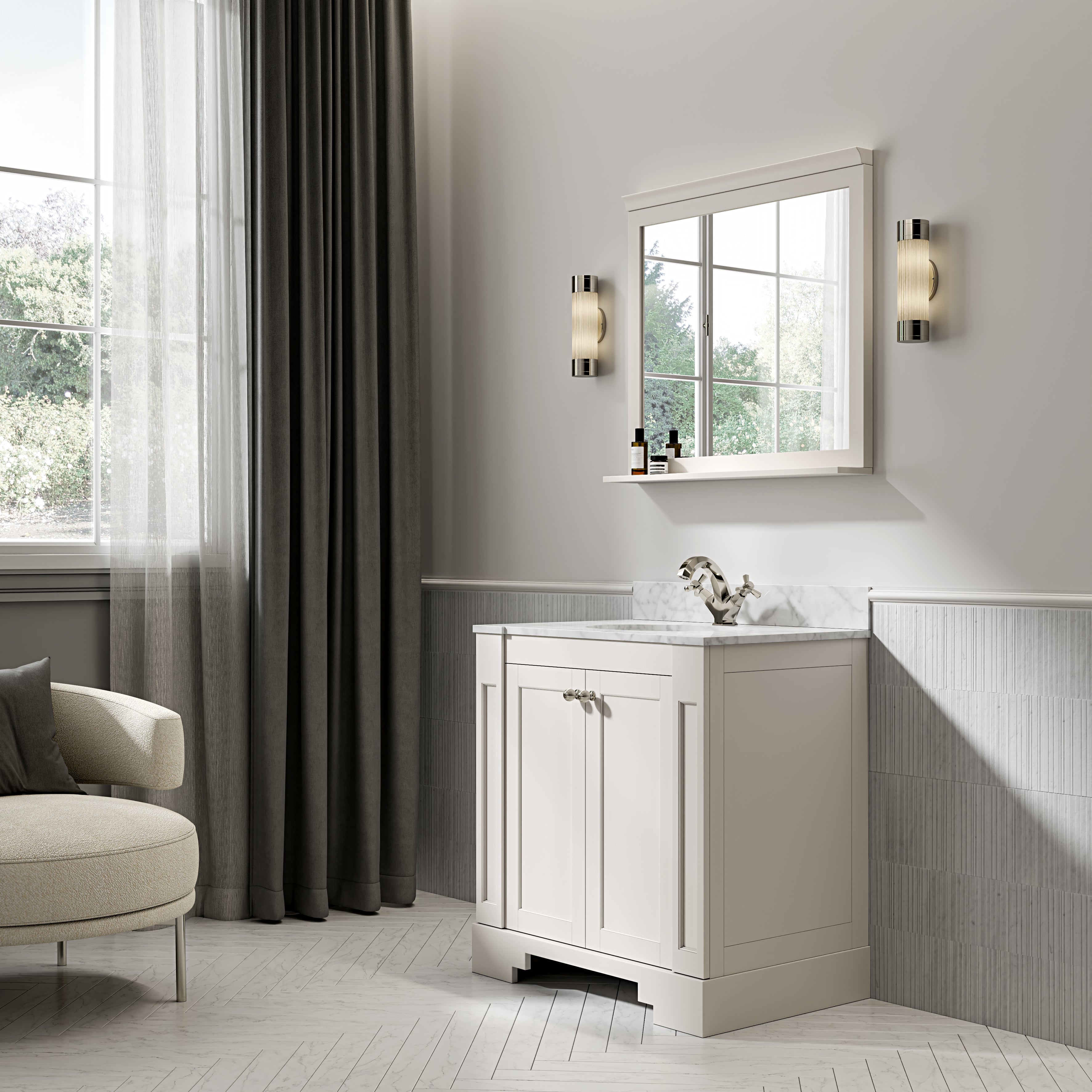 Wentworth Carrara Marble Floorstanding Vanity Unit (Matte Cream) 800mm