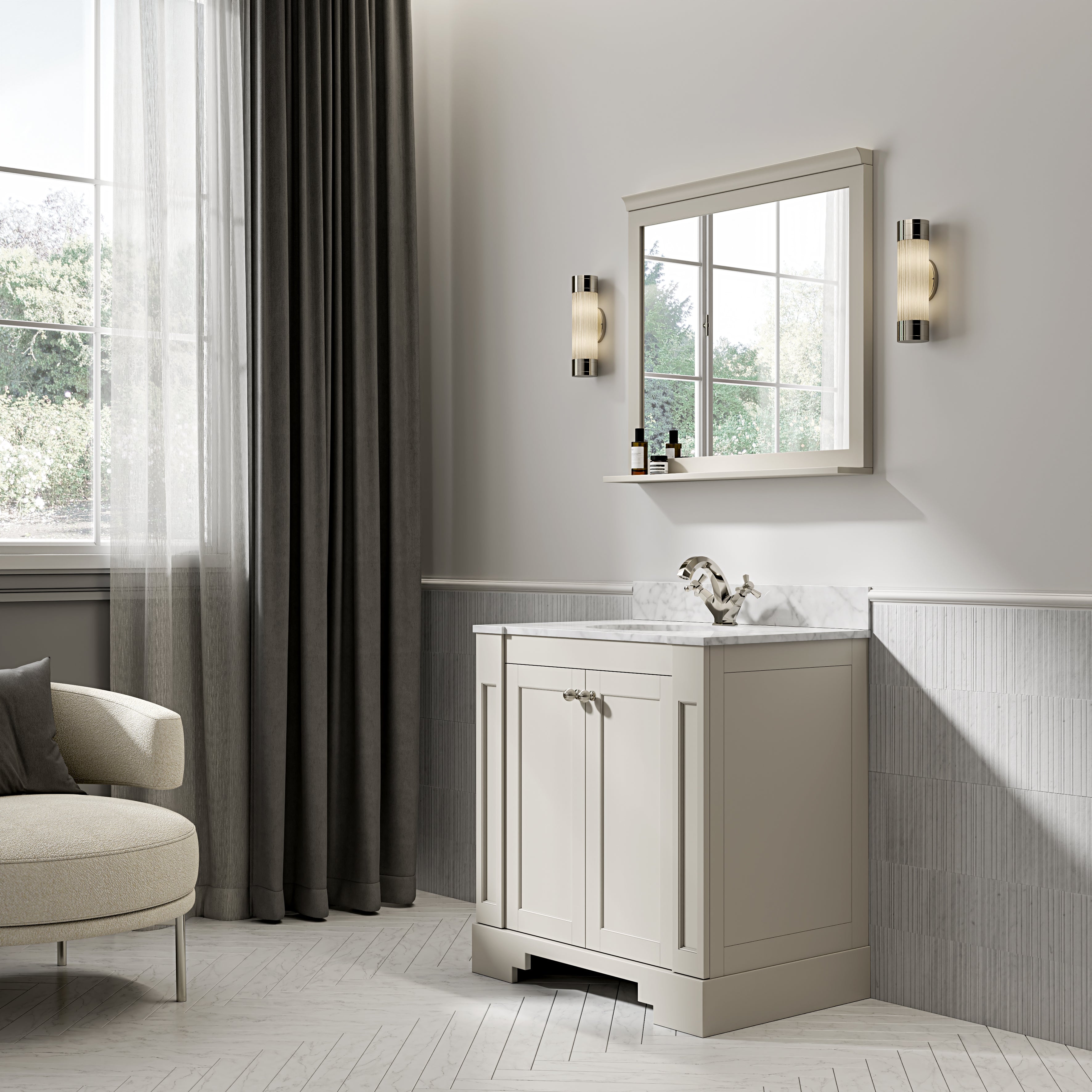 Wentworth Carrara Marble Floorstanding Vanity Unit (Matte Stone) 800mm