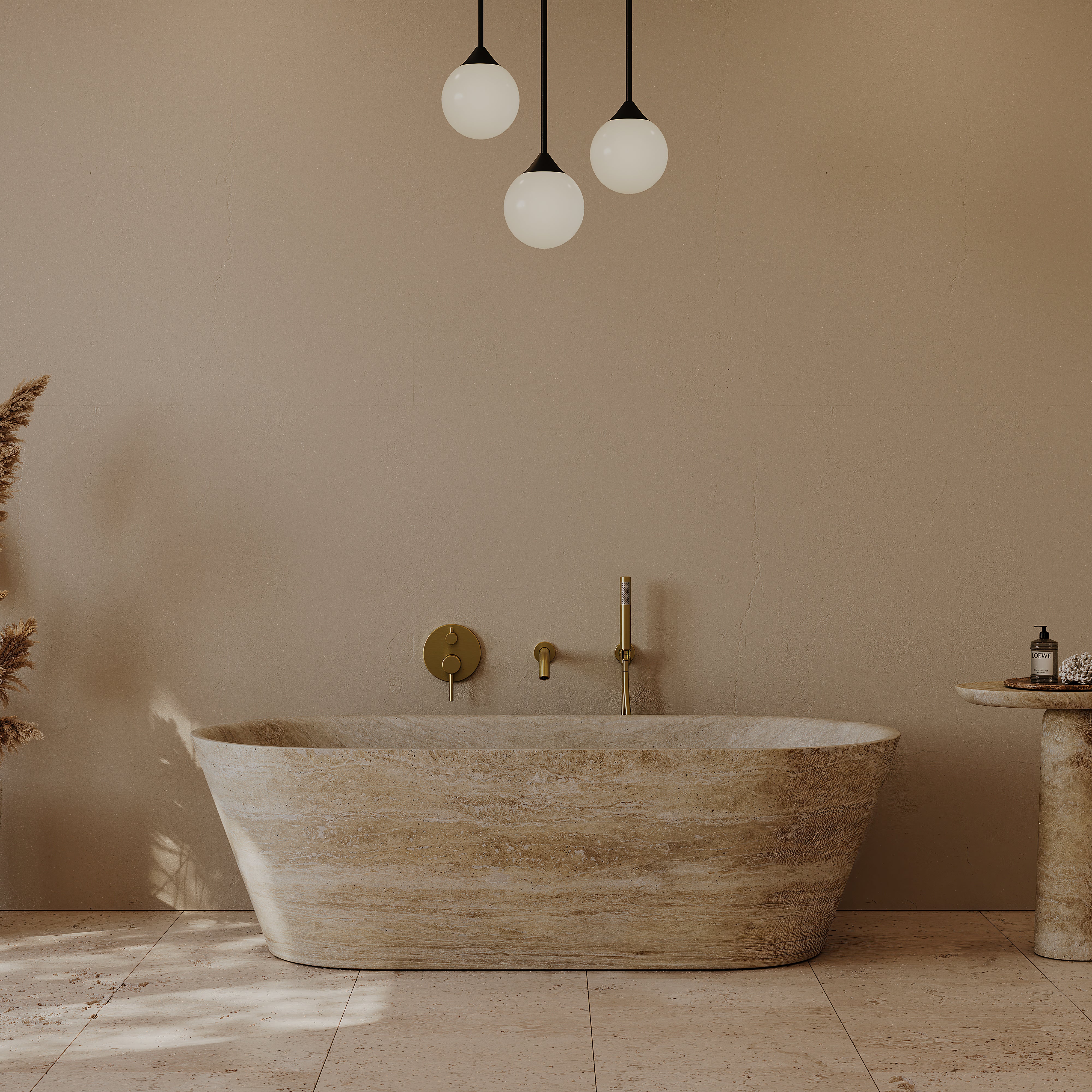 Carola Travertine Freestanding Bath 1700mm