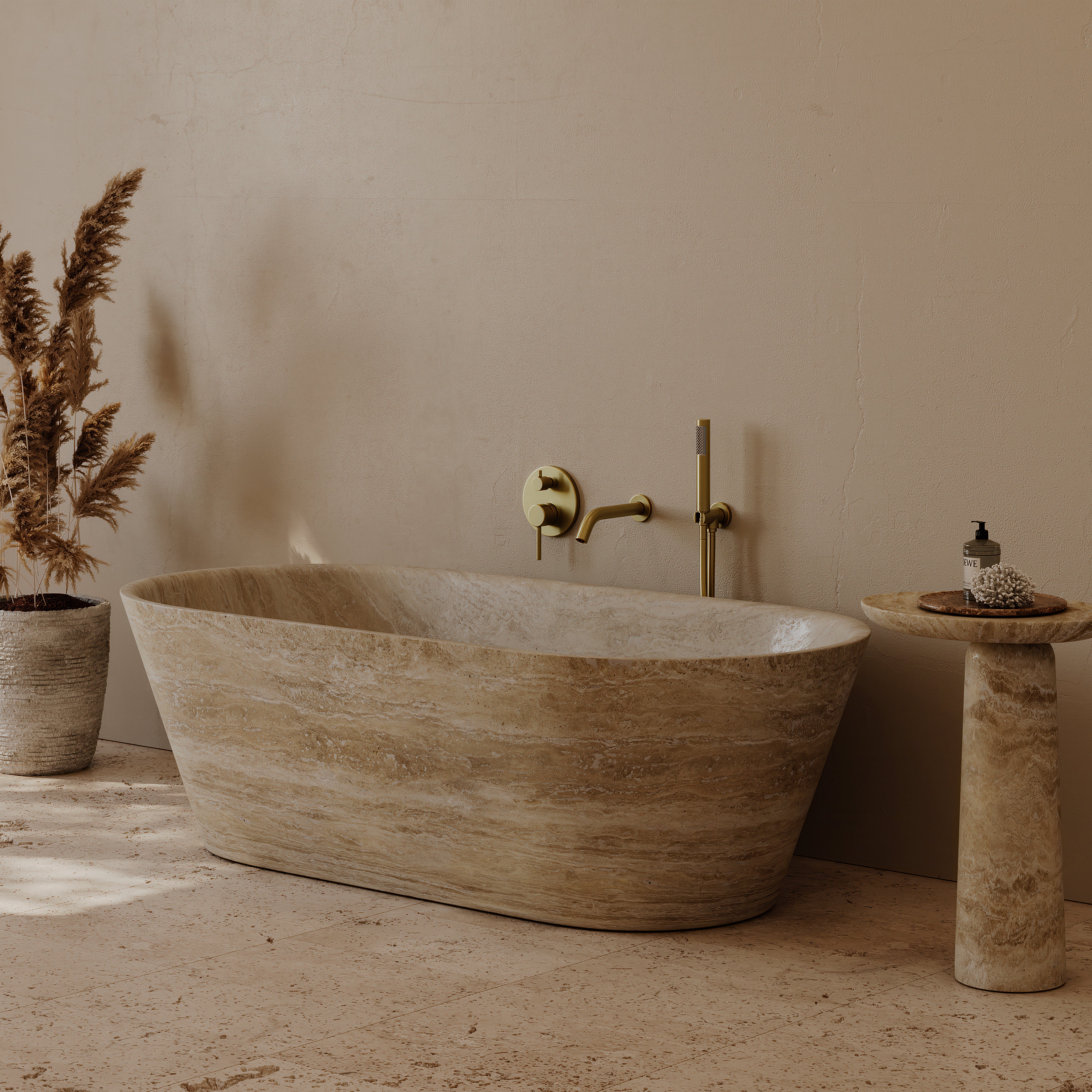 Carola Travertine Freestanding Bath 1700mm