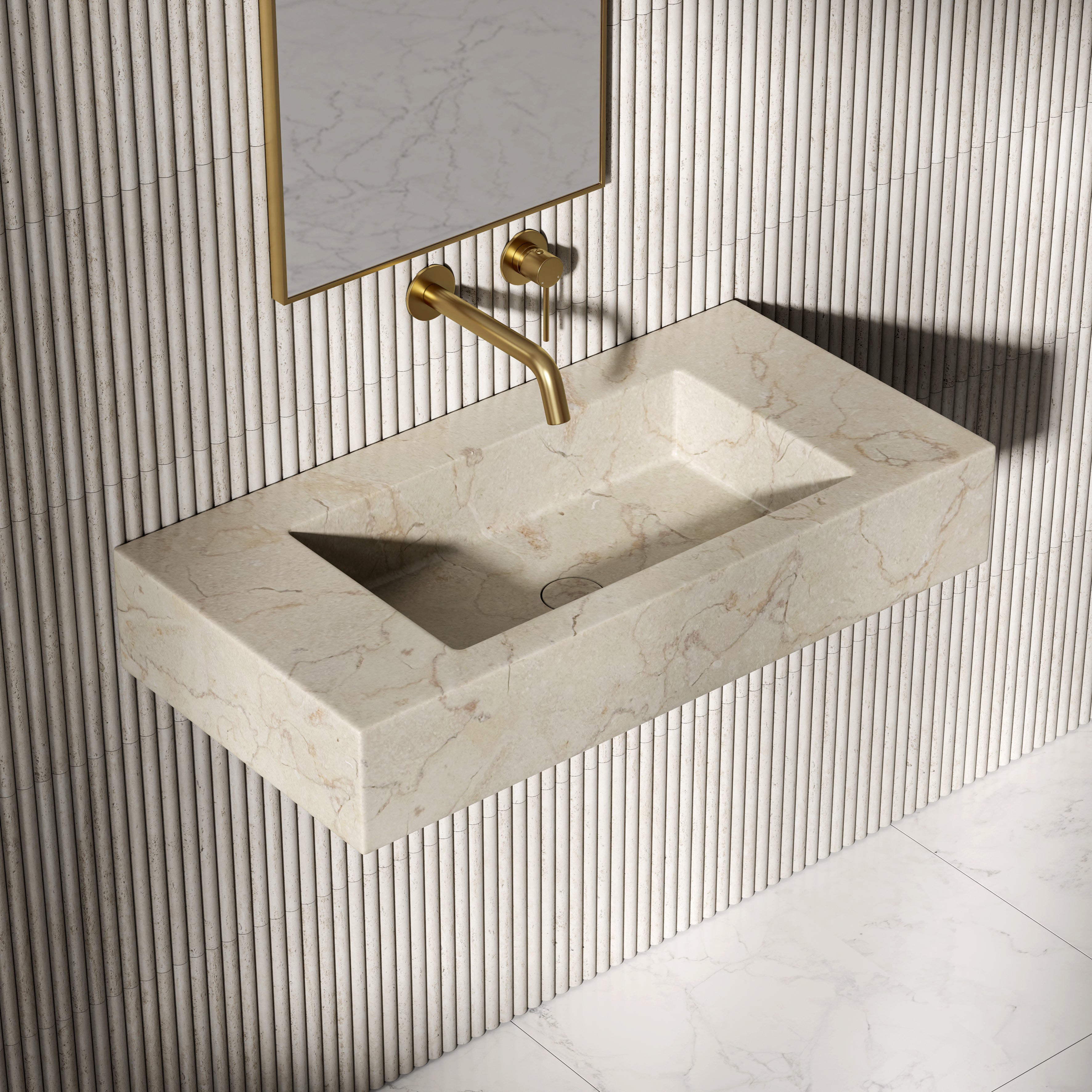 Tulsan Crema Marfil Marble Wall Hung Basin 800mm