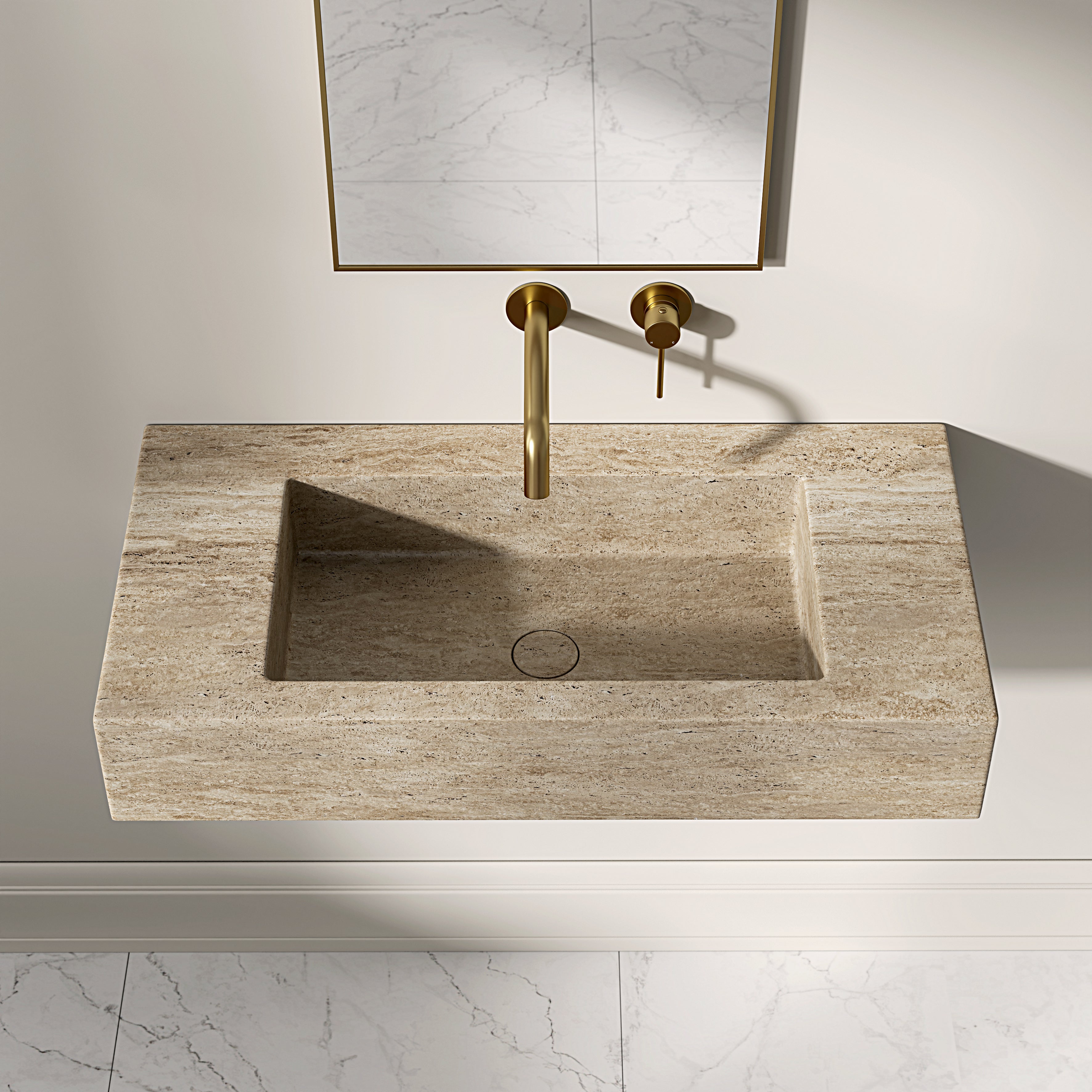 Tulsan Travertine Marble Wall Hung Basin 800mm