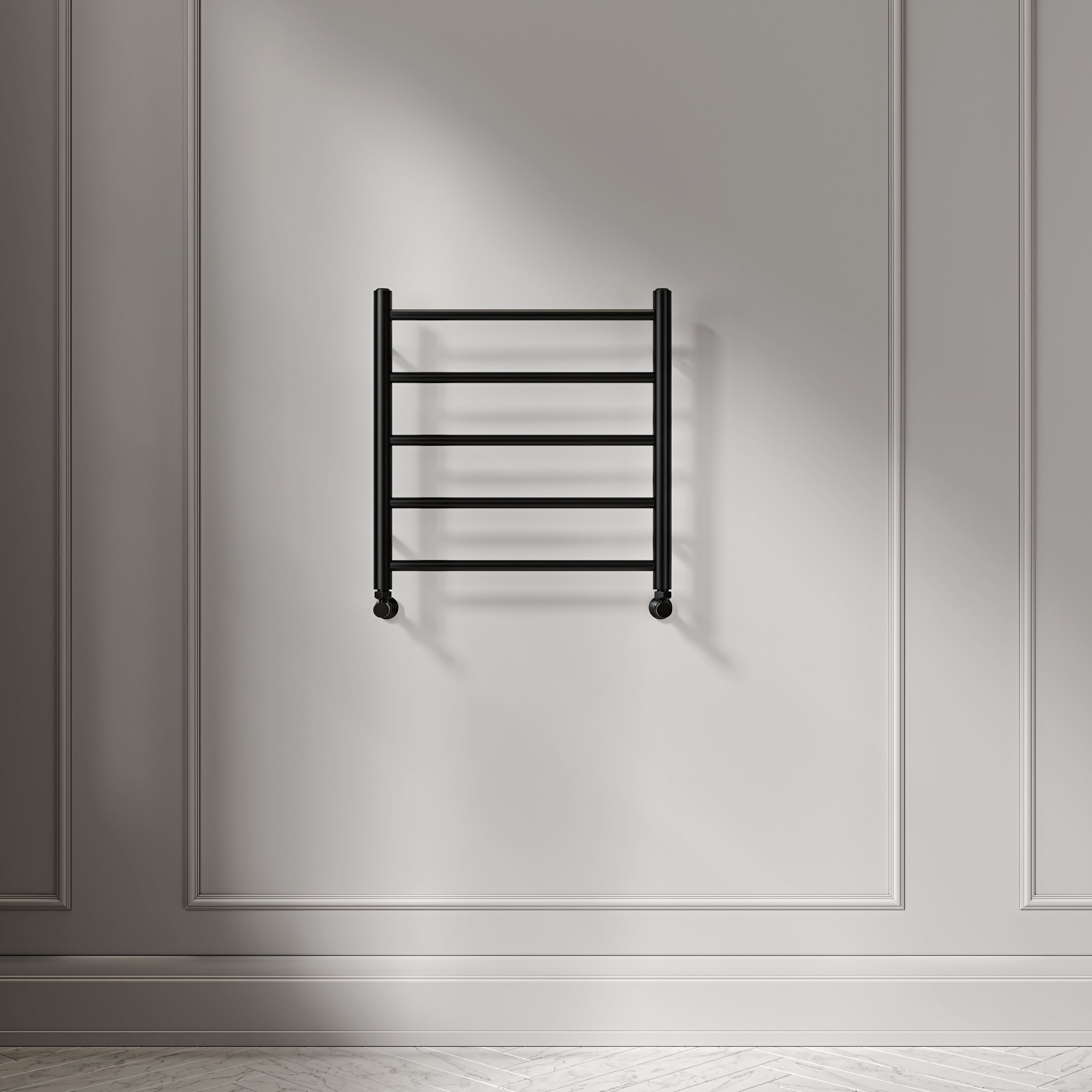 Turin 500mm Matte Black Designer Towel Radiator