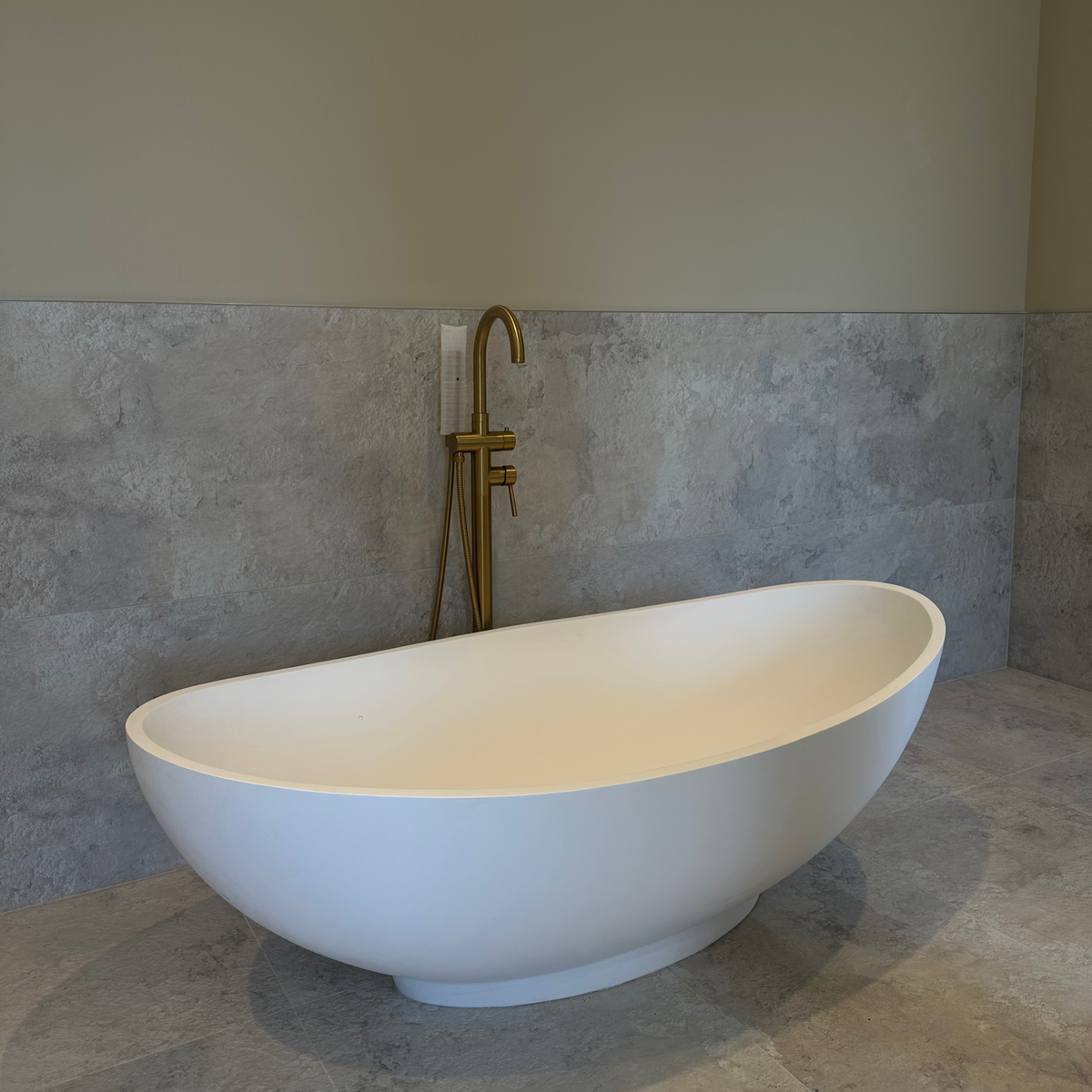 Burton Matte White Freestanding Stone Bath 1600mm