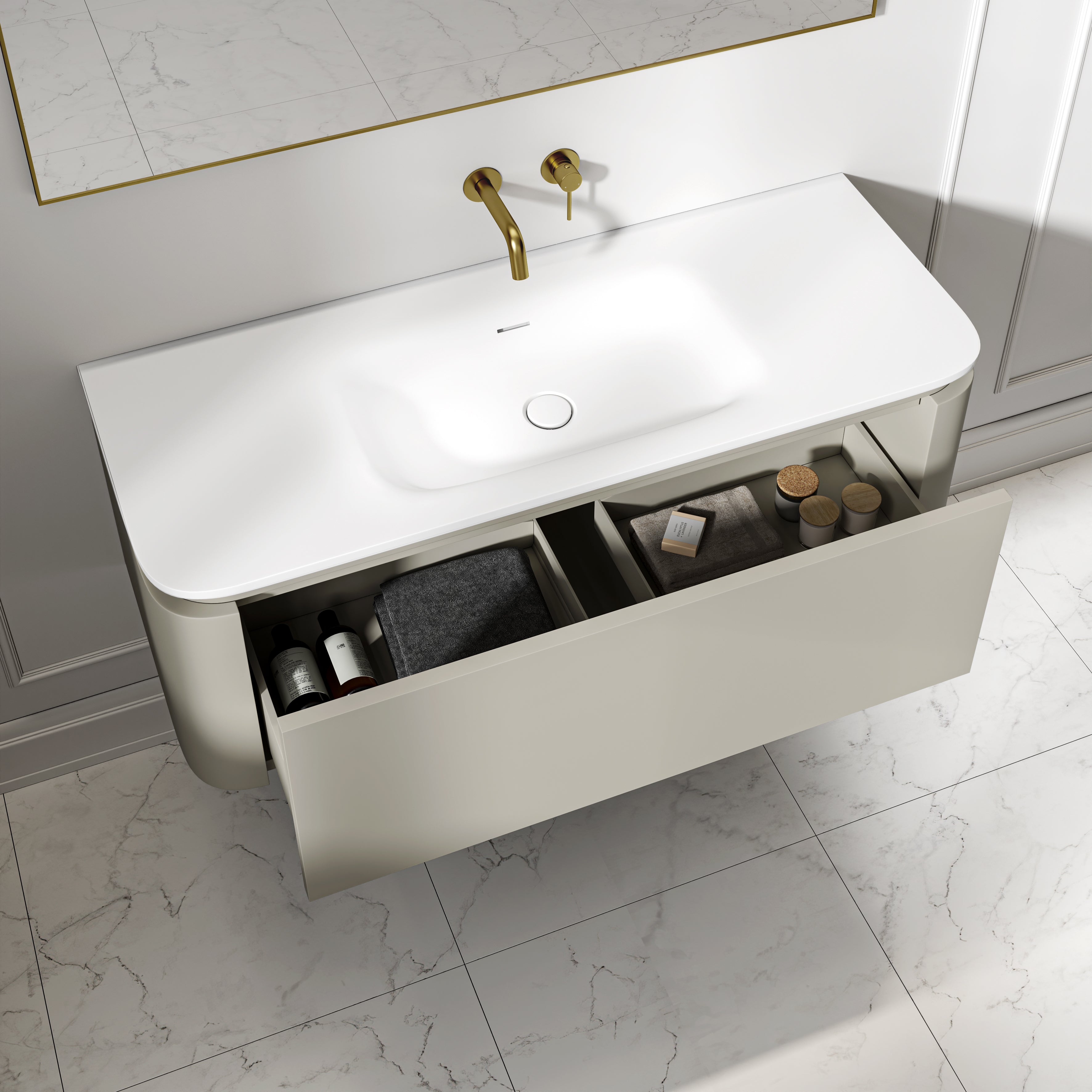Artura Vanity Unit with Stone Basin (Taupe 1200mm)