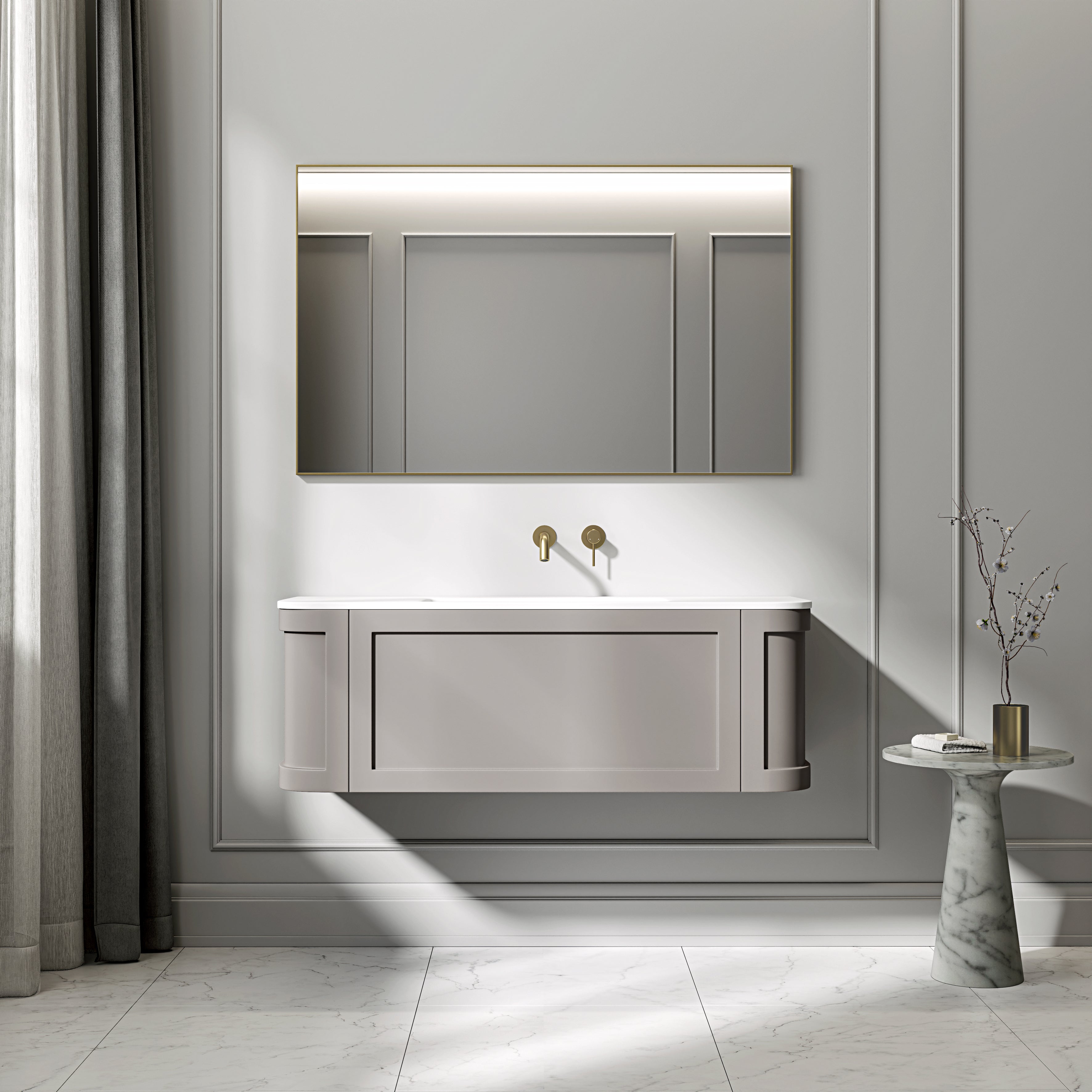 Emory Vanity Unit with Stone Basin (Concrete Grey 1200mm)