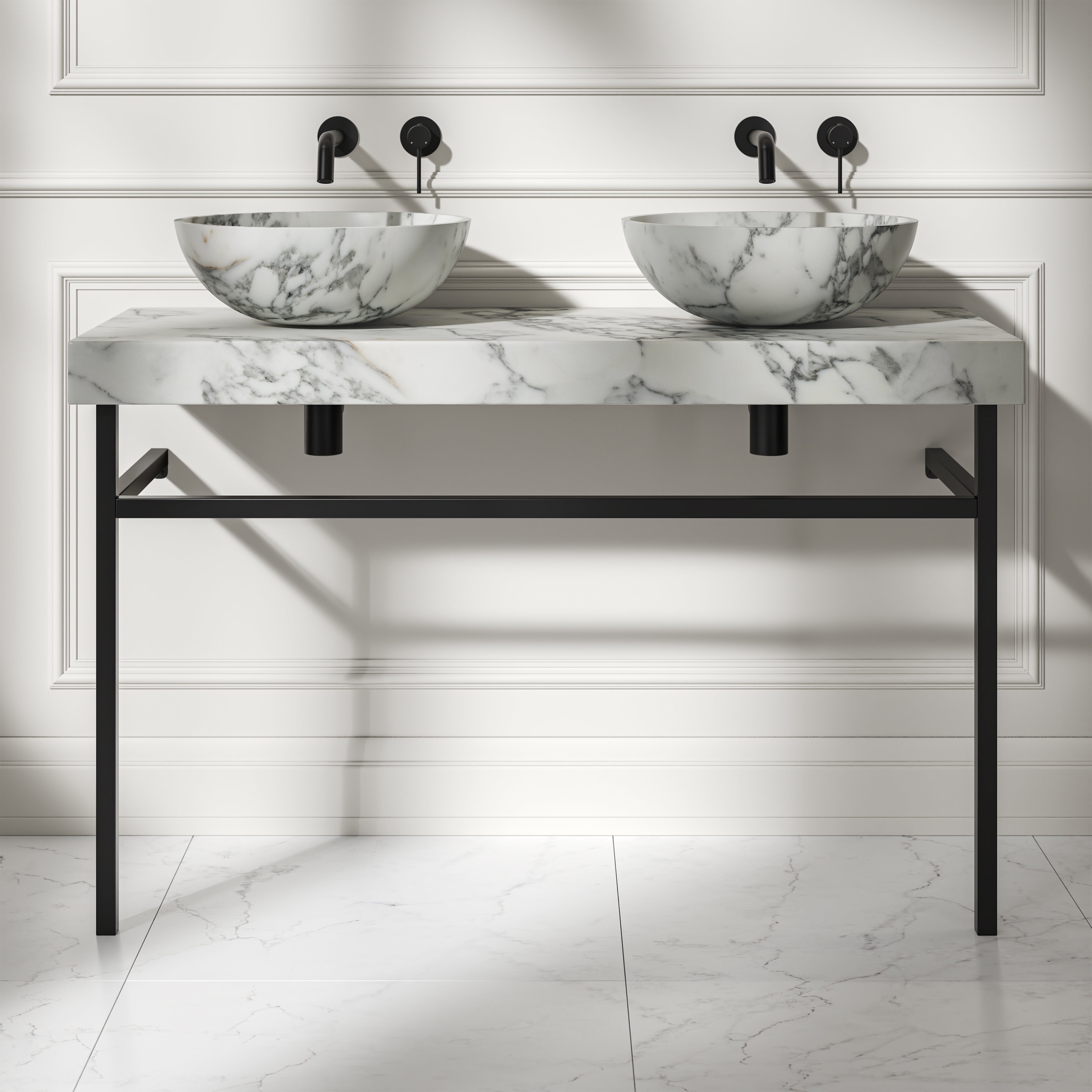 Capola Arabescato Marble Countertop Matte Black Vanity Unit 1200mm