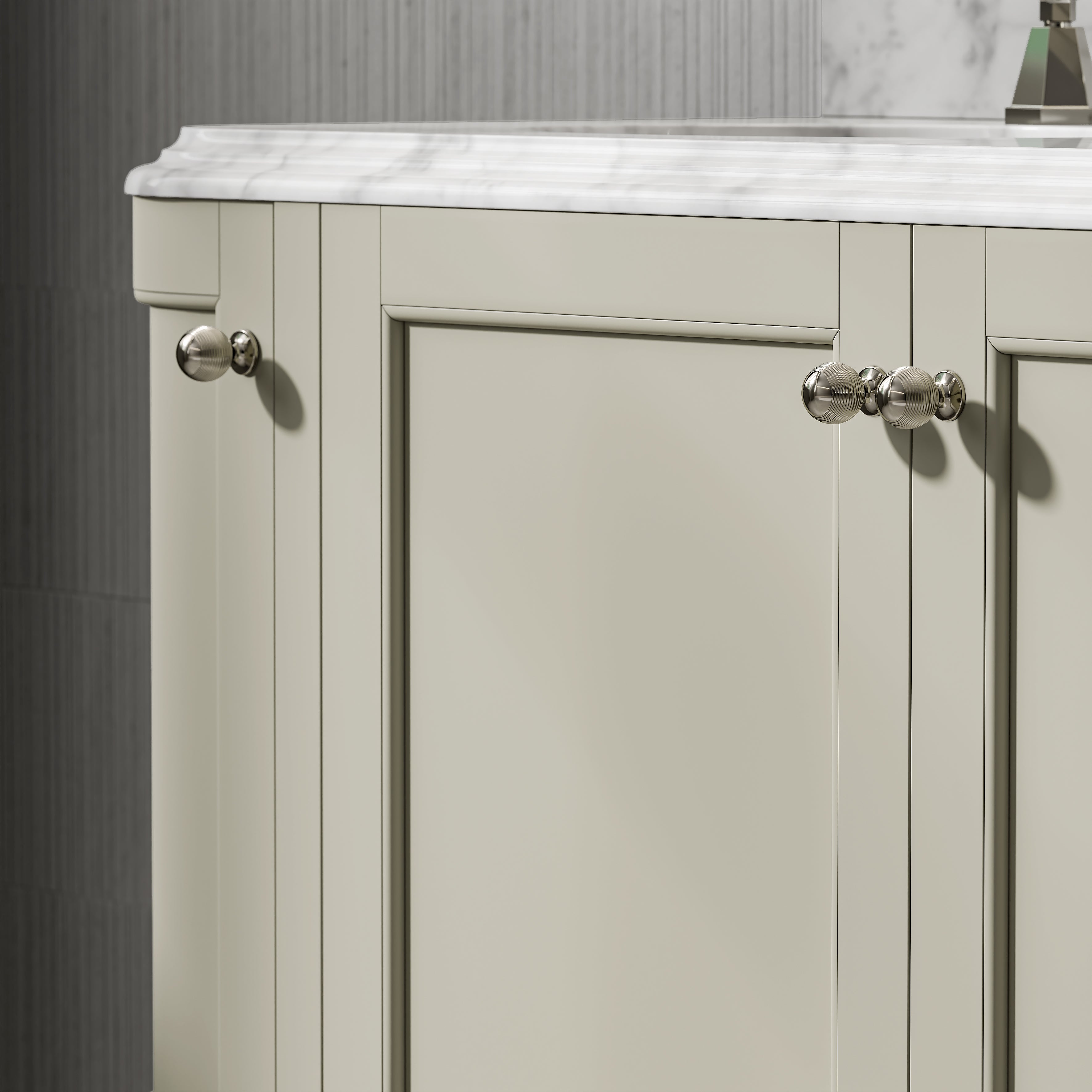 Charlbury Carrara Marble Wall Mounted Vanity Unit (Matte Olive) 1400mm