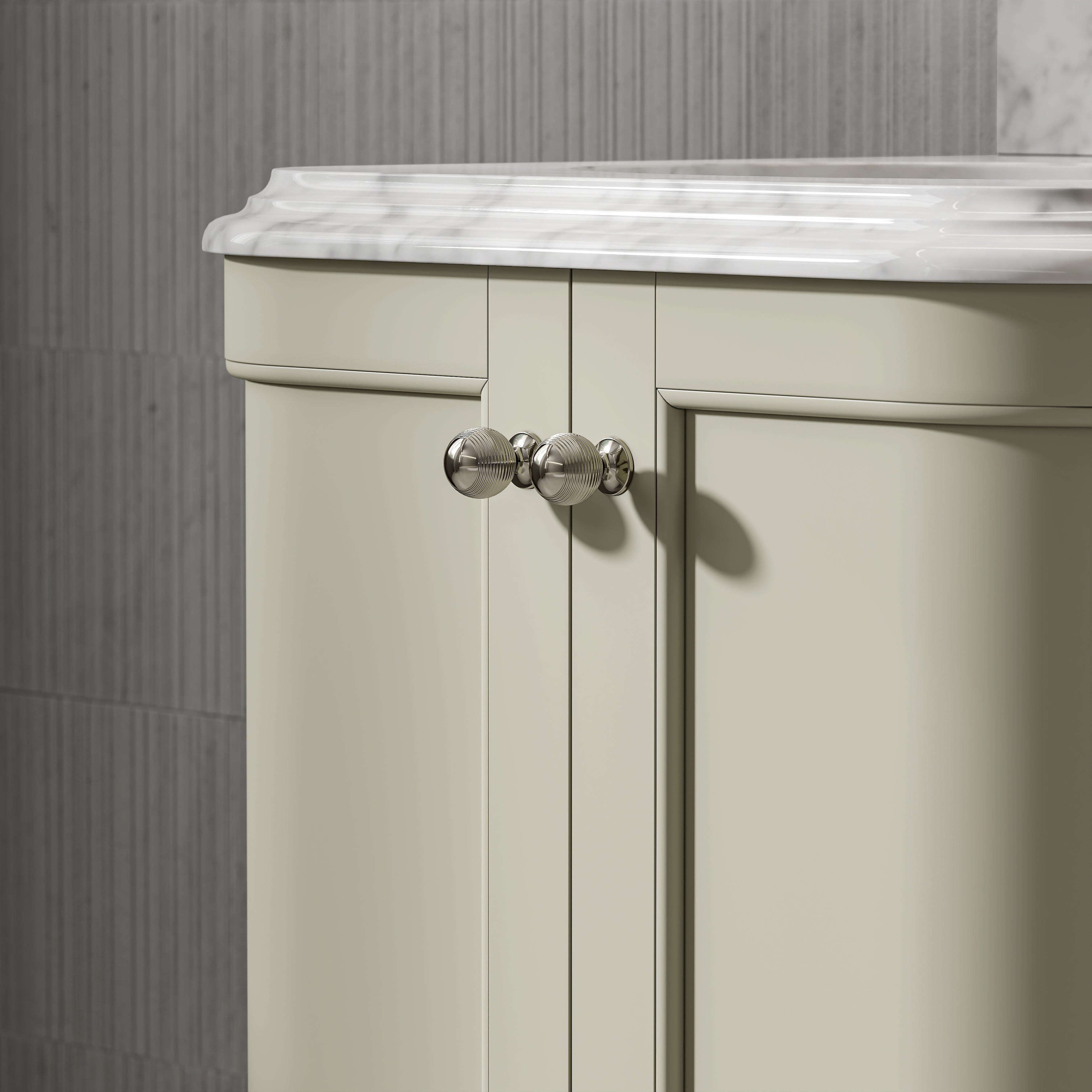 Charlbury Carrara Marble Wall Mounted Vanity Unit (Matte Olive) 600mm