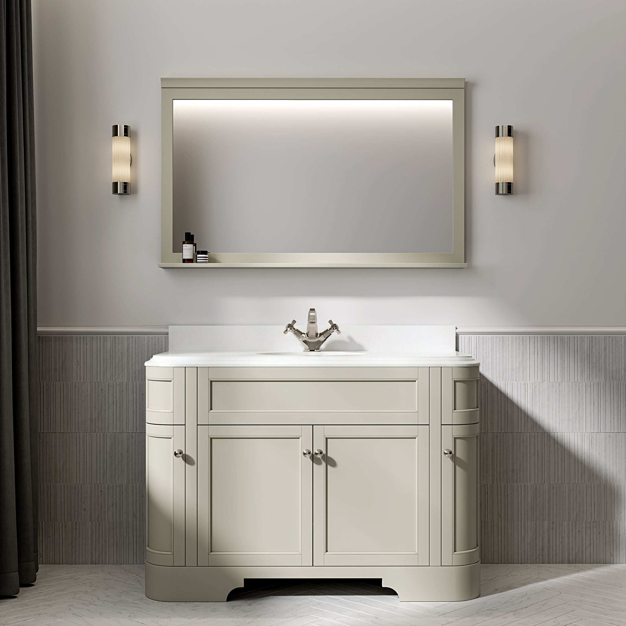 Cobham Quartz Floorstanding Vanity Unit (Matte Olive) 1200mm