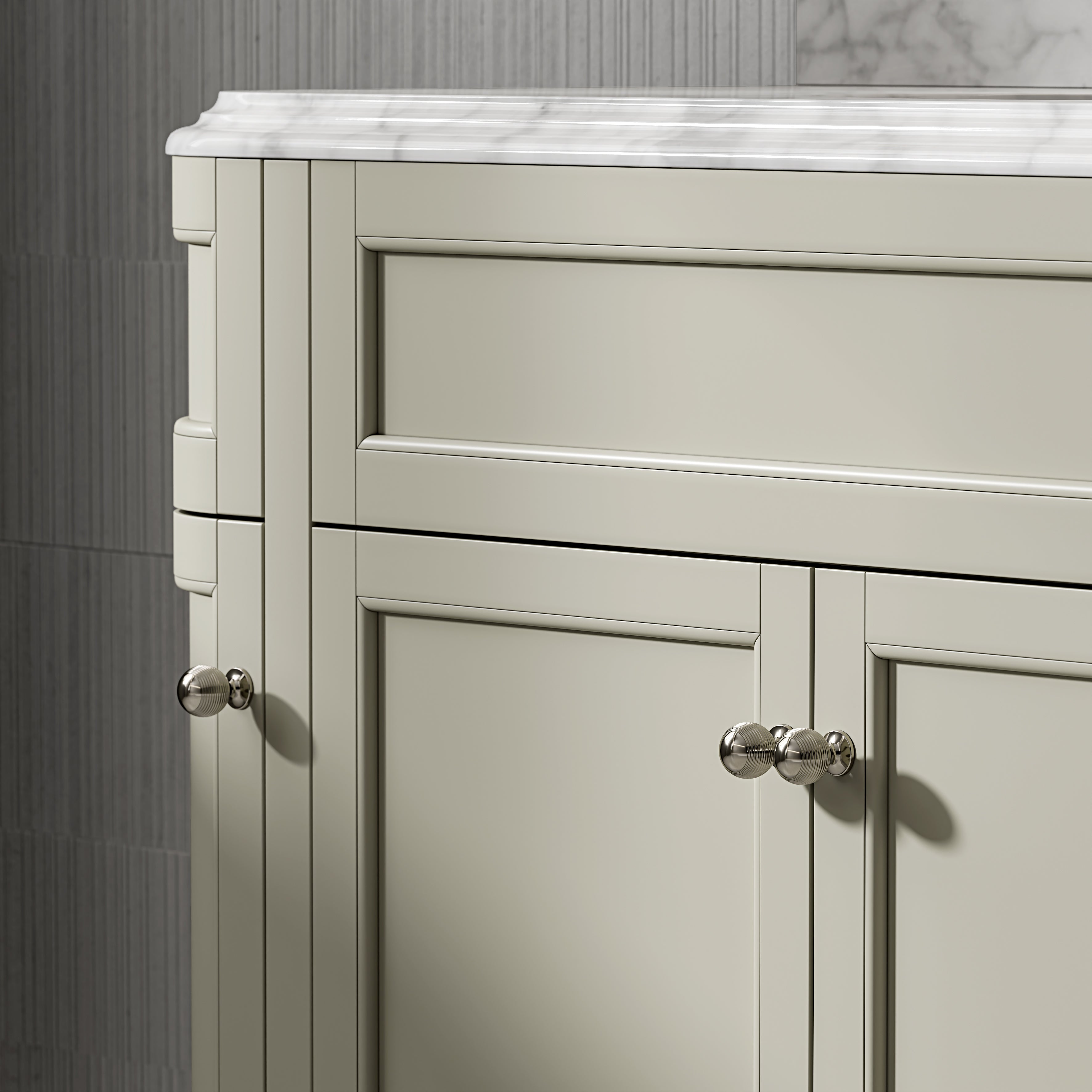 Cobham Carrara Marble Floorstanding Vanity Unit (Matte Olive) 1600mm