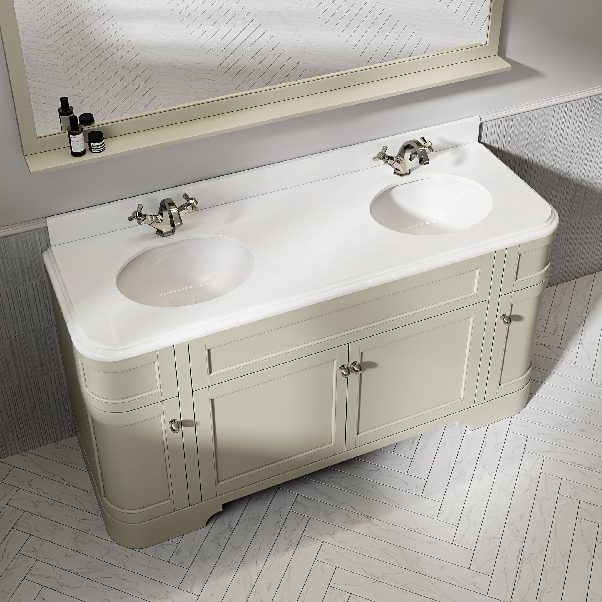 Cobham Quartz Floorstanding Vanity Unit (Matte Olive) 1600mm