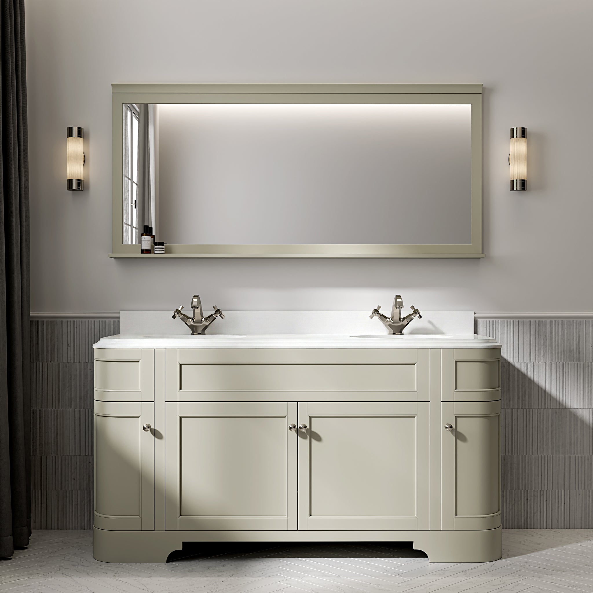 Cobham Quartz Floorstanding Vanity Unit (Matte Olive) 1600mm