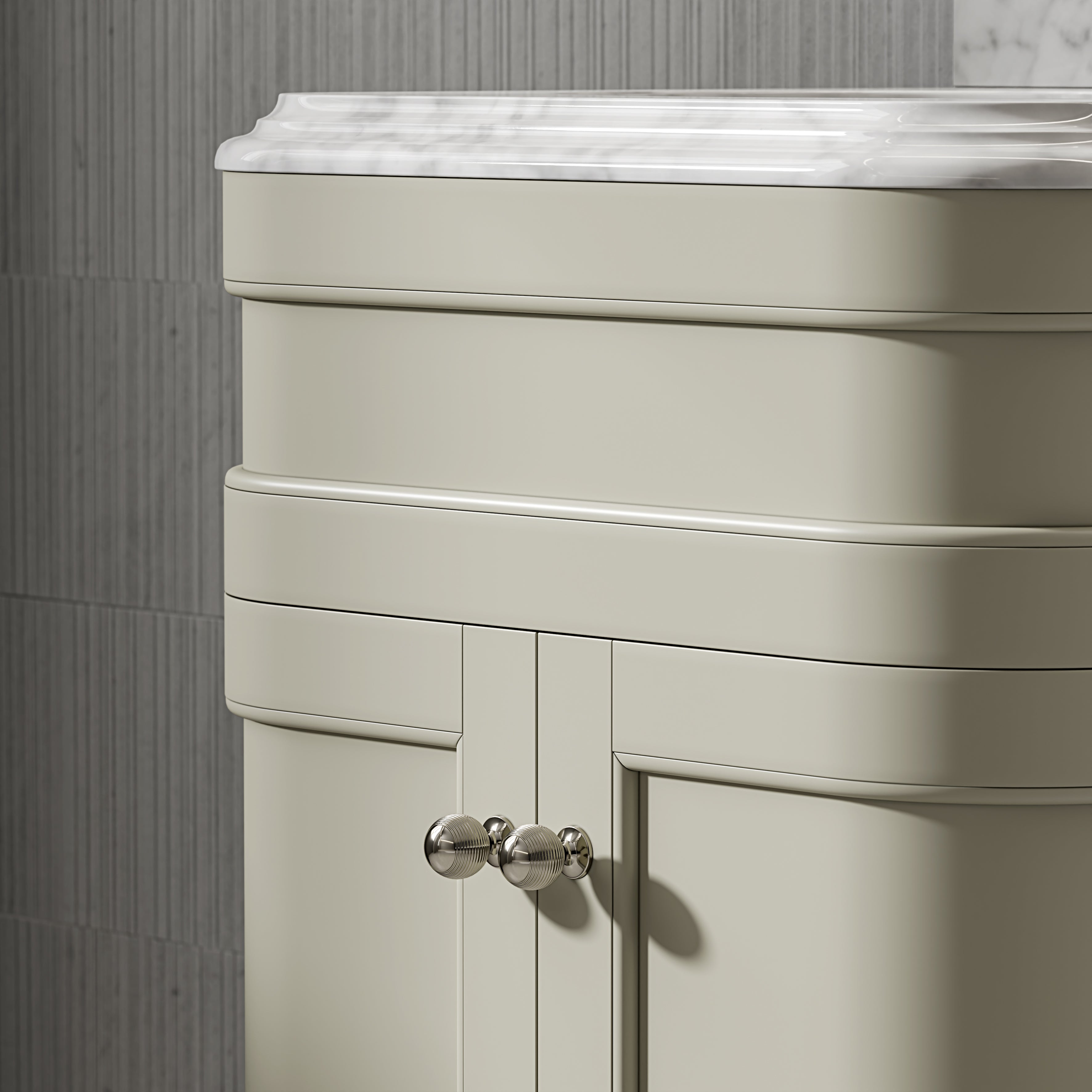 Cobham Carrara Marble Floorstanding Vanity Unit (Matte Olive) 600mm