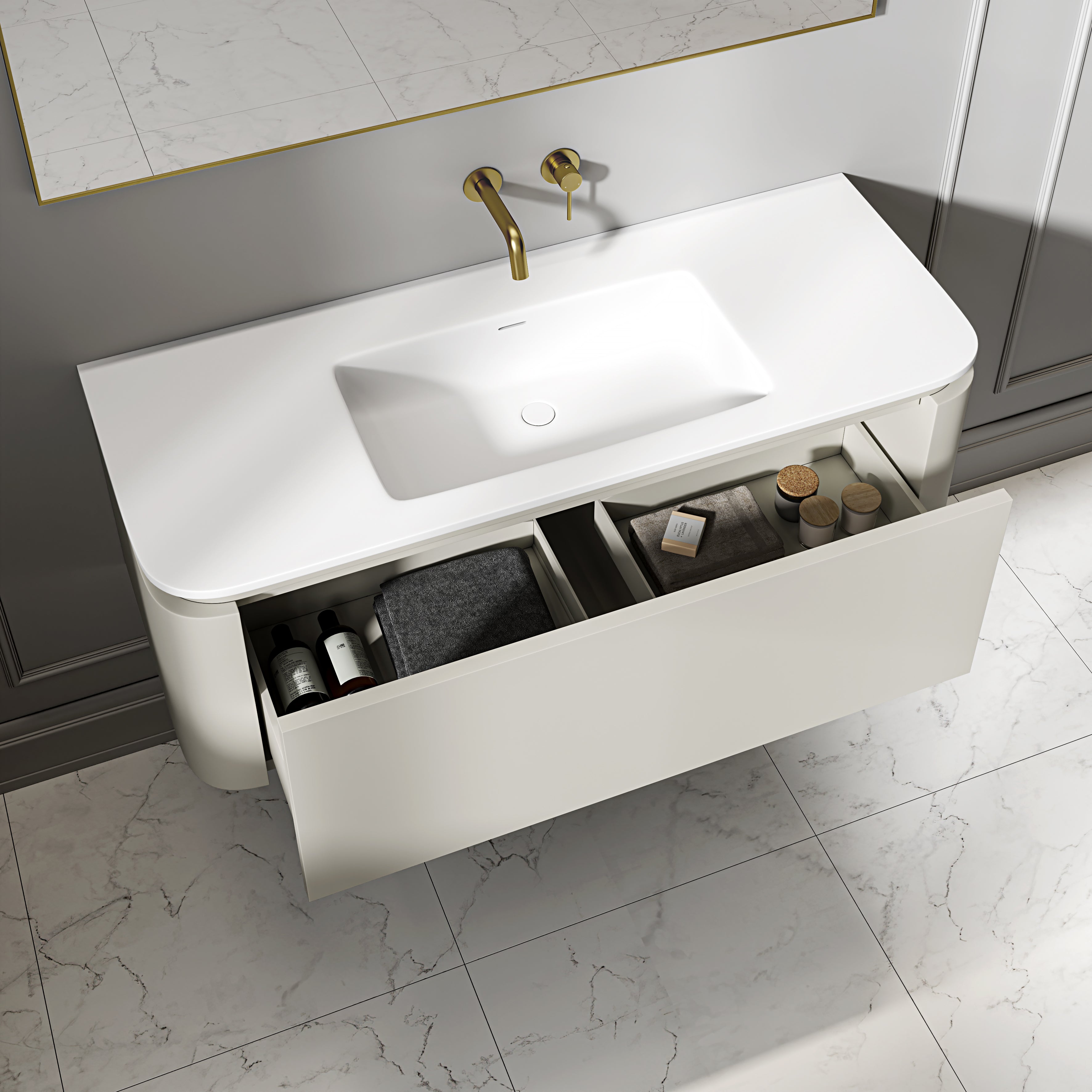 Artura Vanity Unit with Stone Basin (Cream 1200mm)