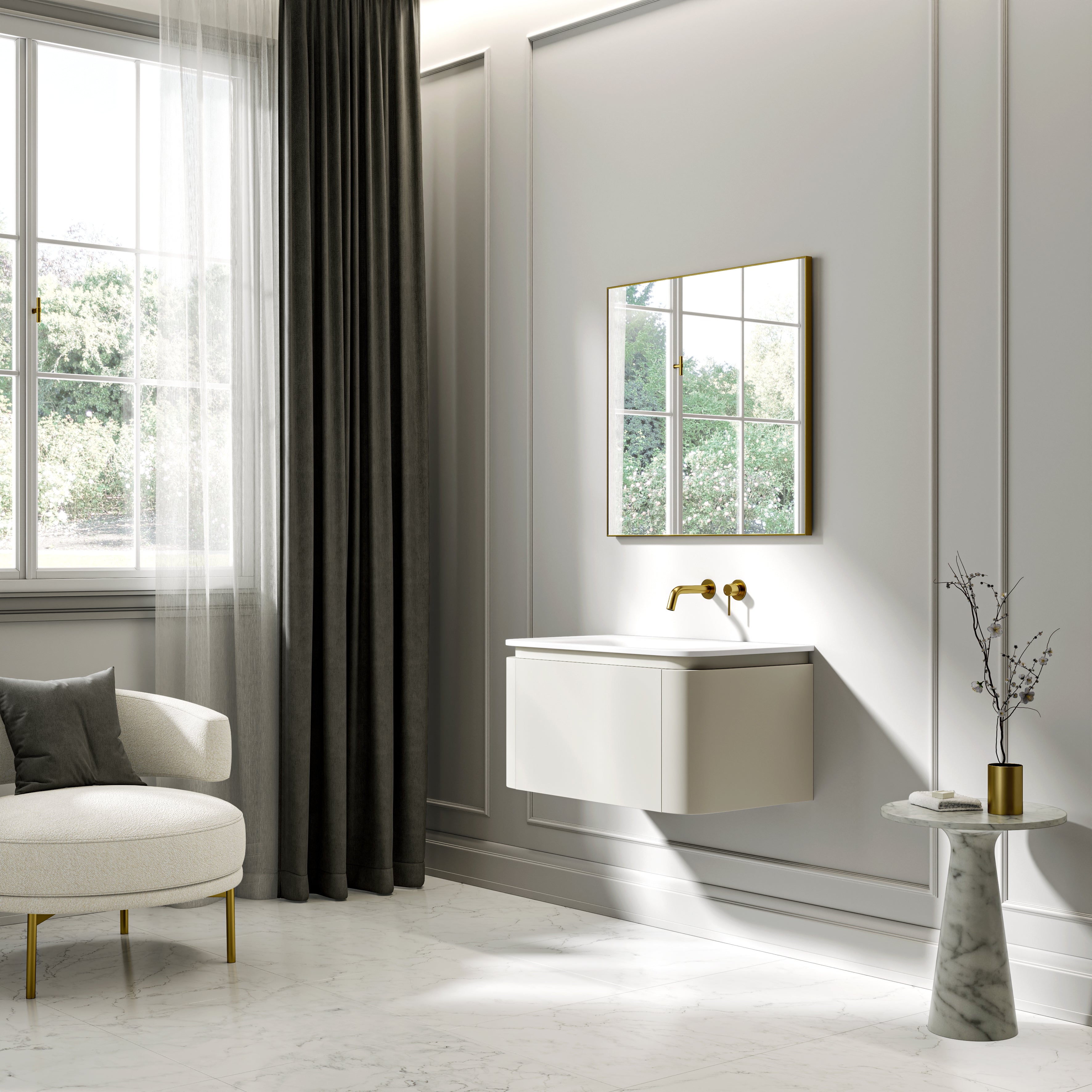 Artura Vanity Unit with Stone Basin (Cream 800mm)