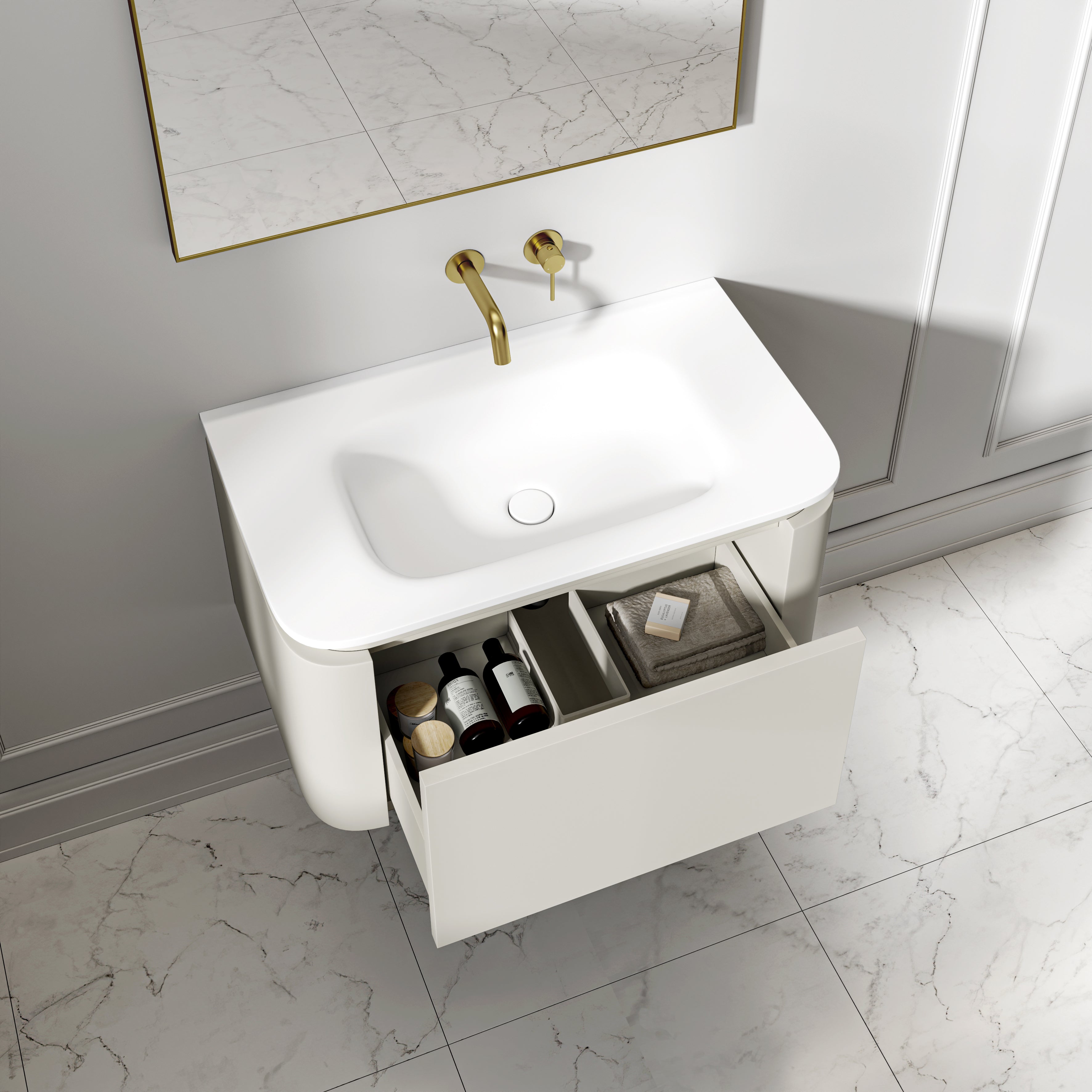 Artura Vanity Unit with Stone Basin (Taupe 800mm)