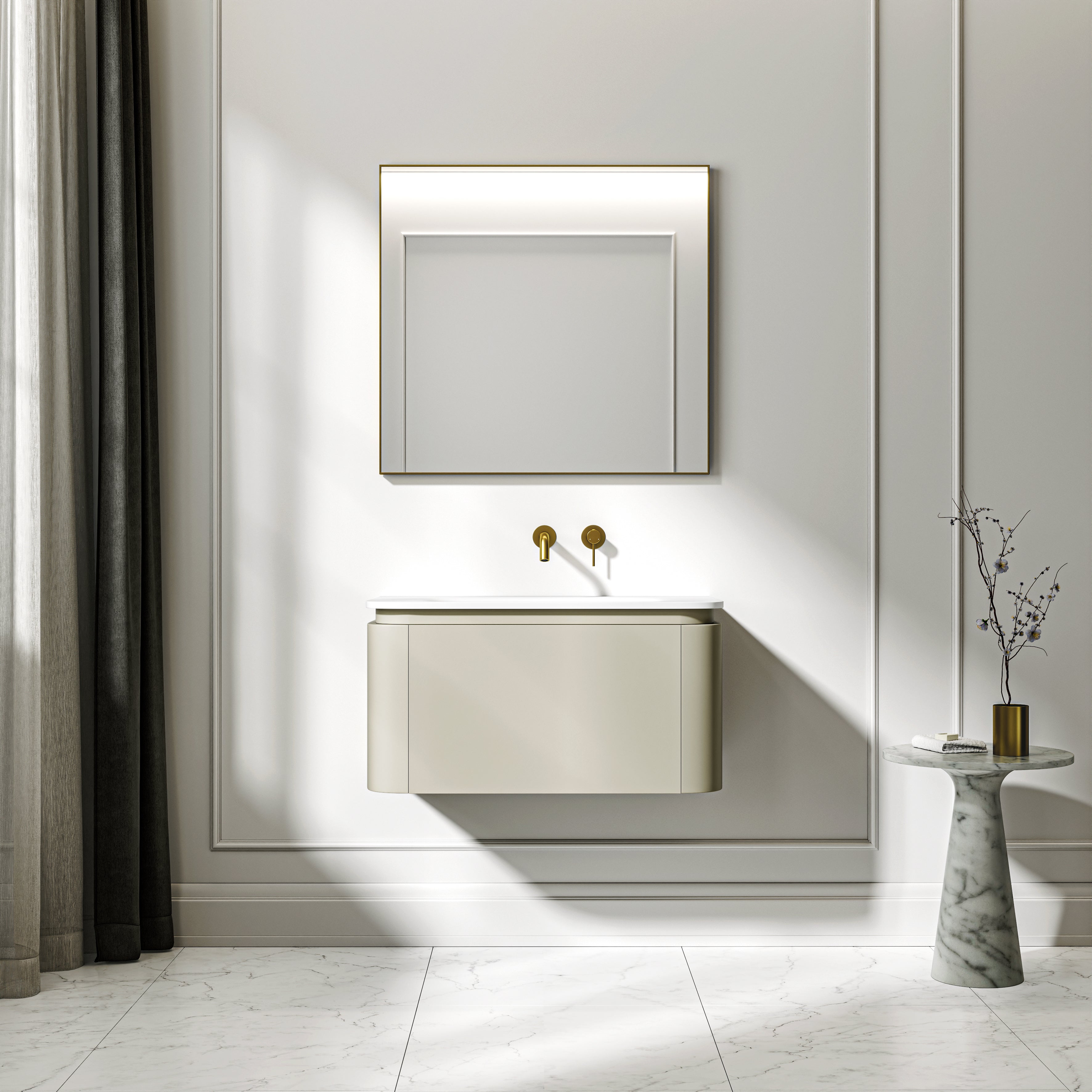 Artura Vanity Unit with Stone Basin (Taupe 800mm)