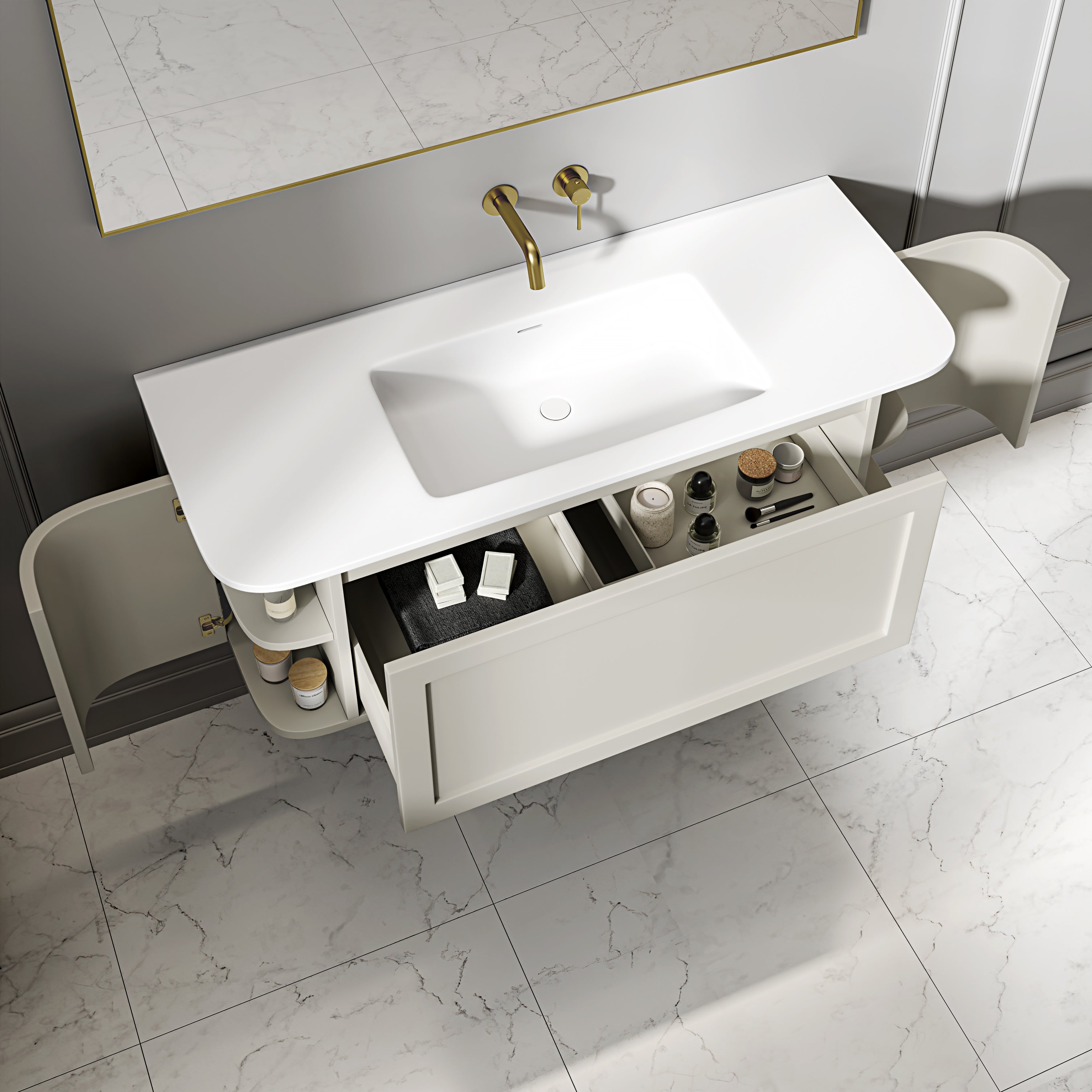 Emory Vanity Unit with Stone Basin (Cream 1200mm)