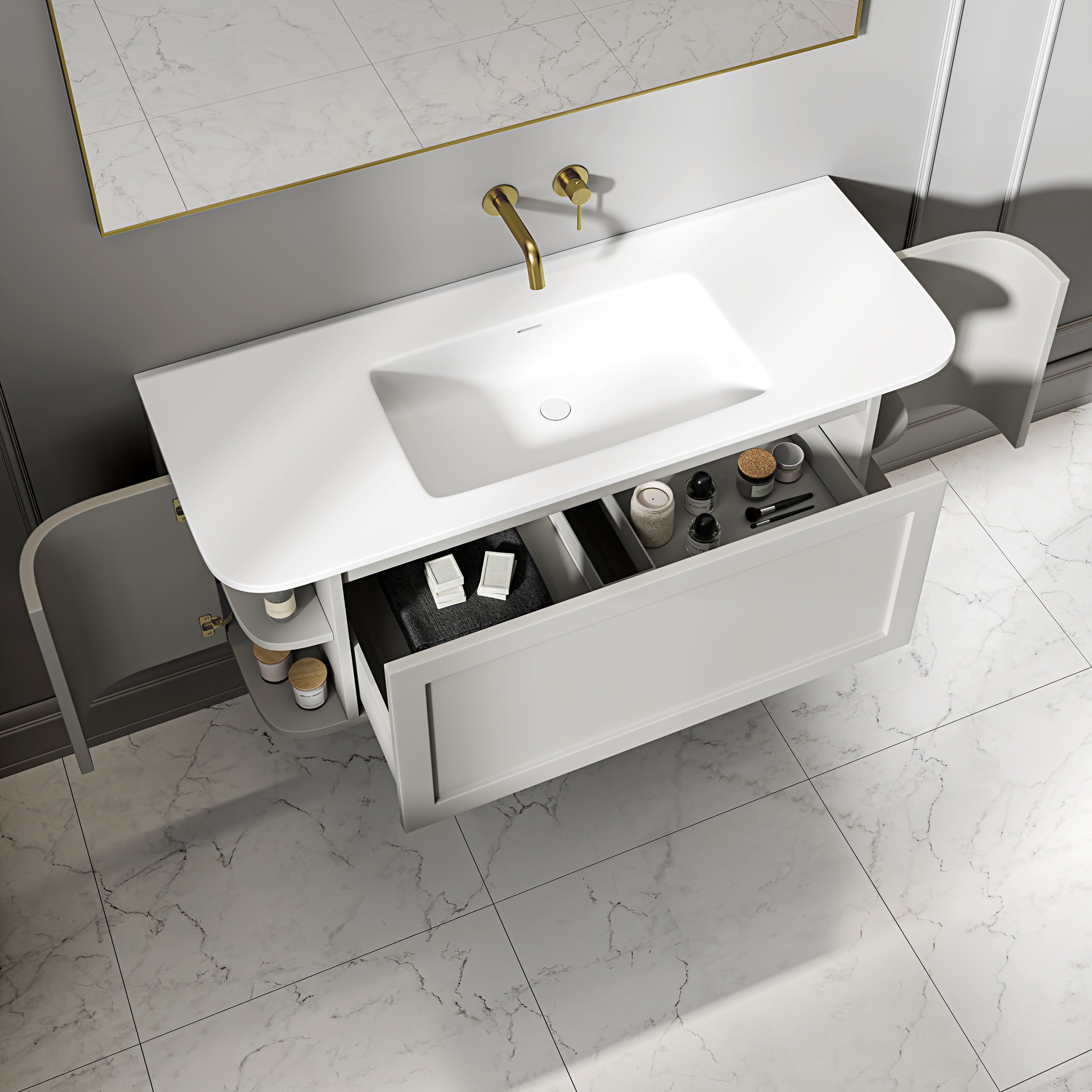 Emory Vanity Unit with Stone Basin (Concrete Grey 1200mm)