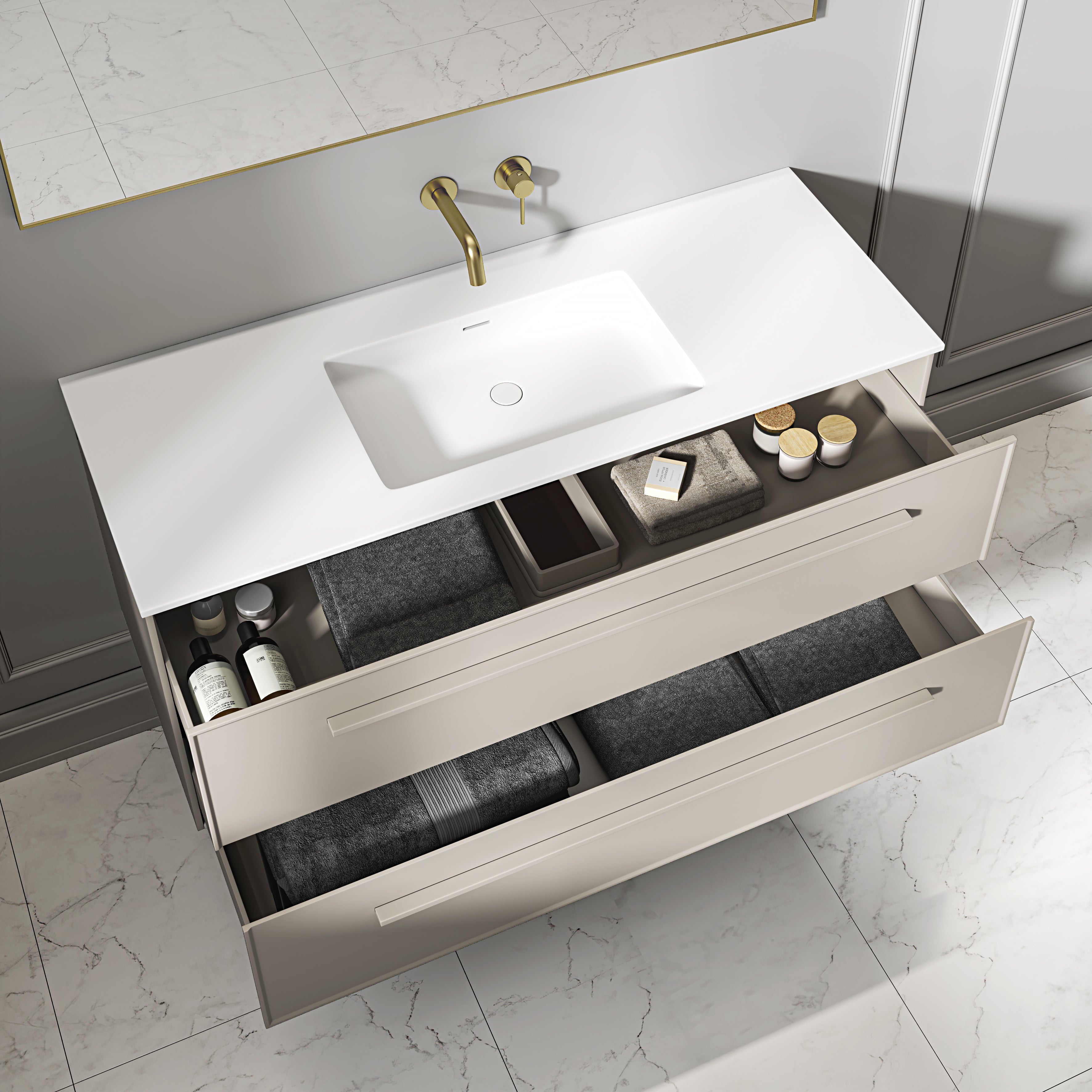 Farringdon Vanity Unit with Stone Basin (Matte Cappuccino 1200mm)