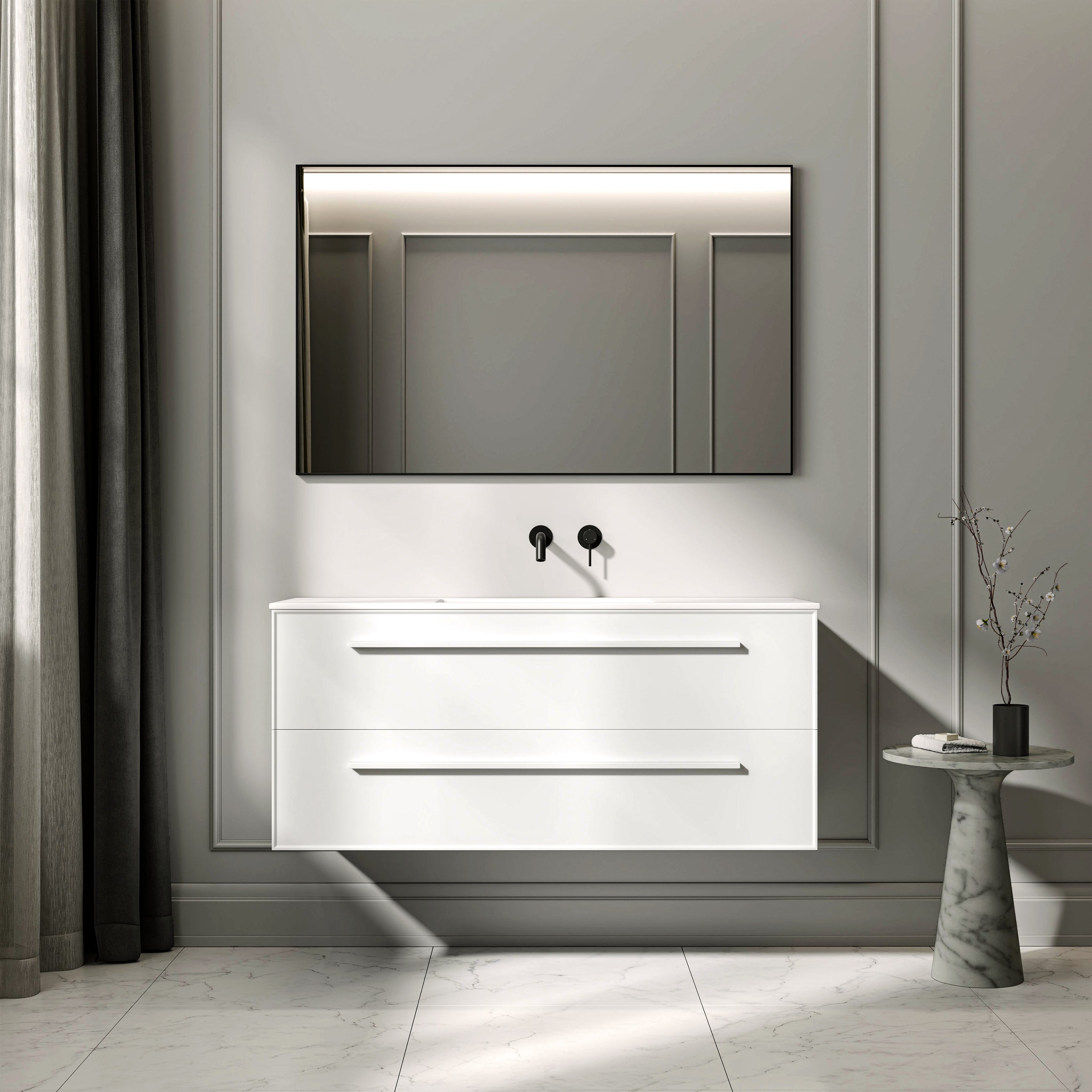 Farringdon Vanity Unit with Stone Basin (Matte White 1200mm)