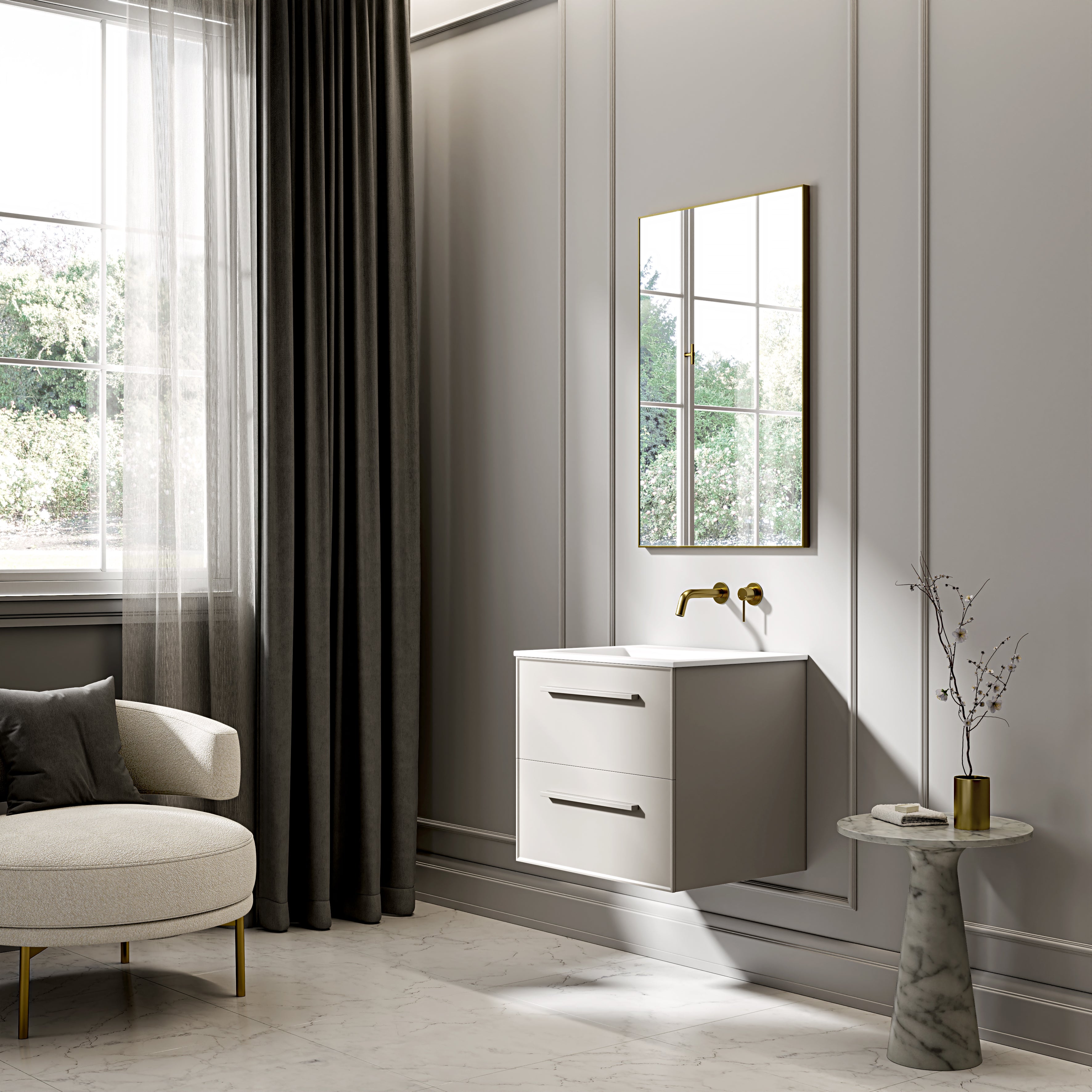 Farringdon Vanity Unit with Stone Basin (Matte Cappuccino 600mm)