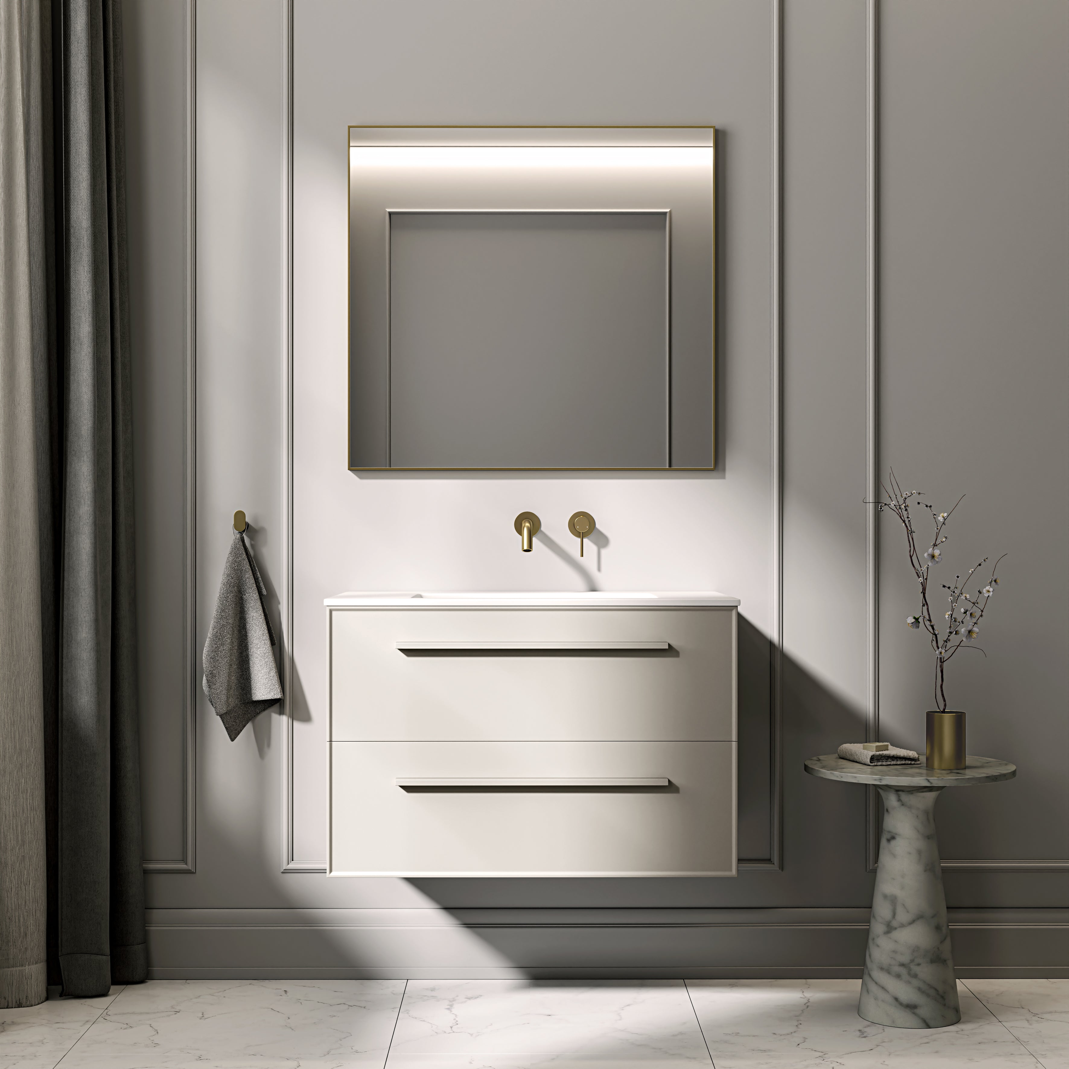 Farringdon Vanity Unit with Stone Basin (Matte Cappuccino 800mm)