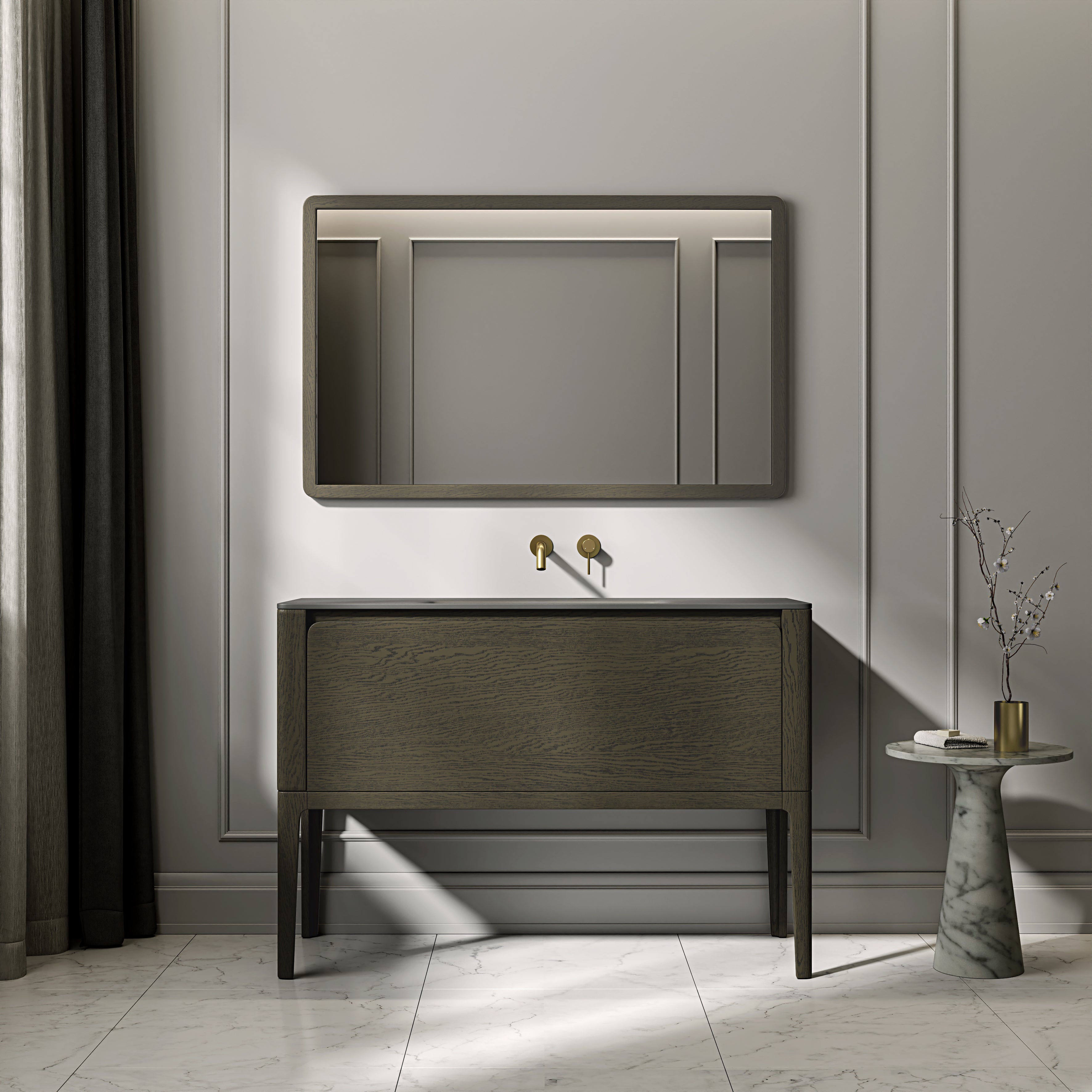 Jakarta Vanity Unit with Stone Basin (Dark Oak 1200mm)